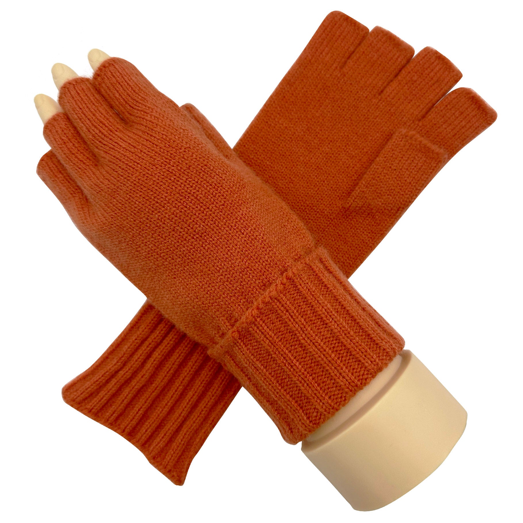 GV2378-893 Solid Coloured Knit Fingerless Gloves with Stretch