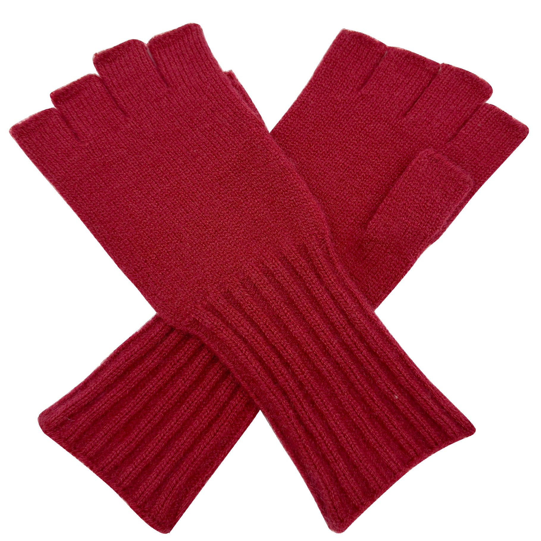 GV2378-893 Solid Coloured Knit Fingerless Gloves with Stretch