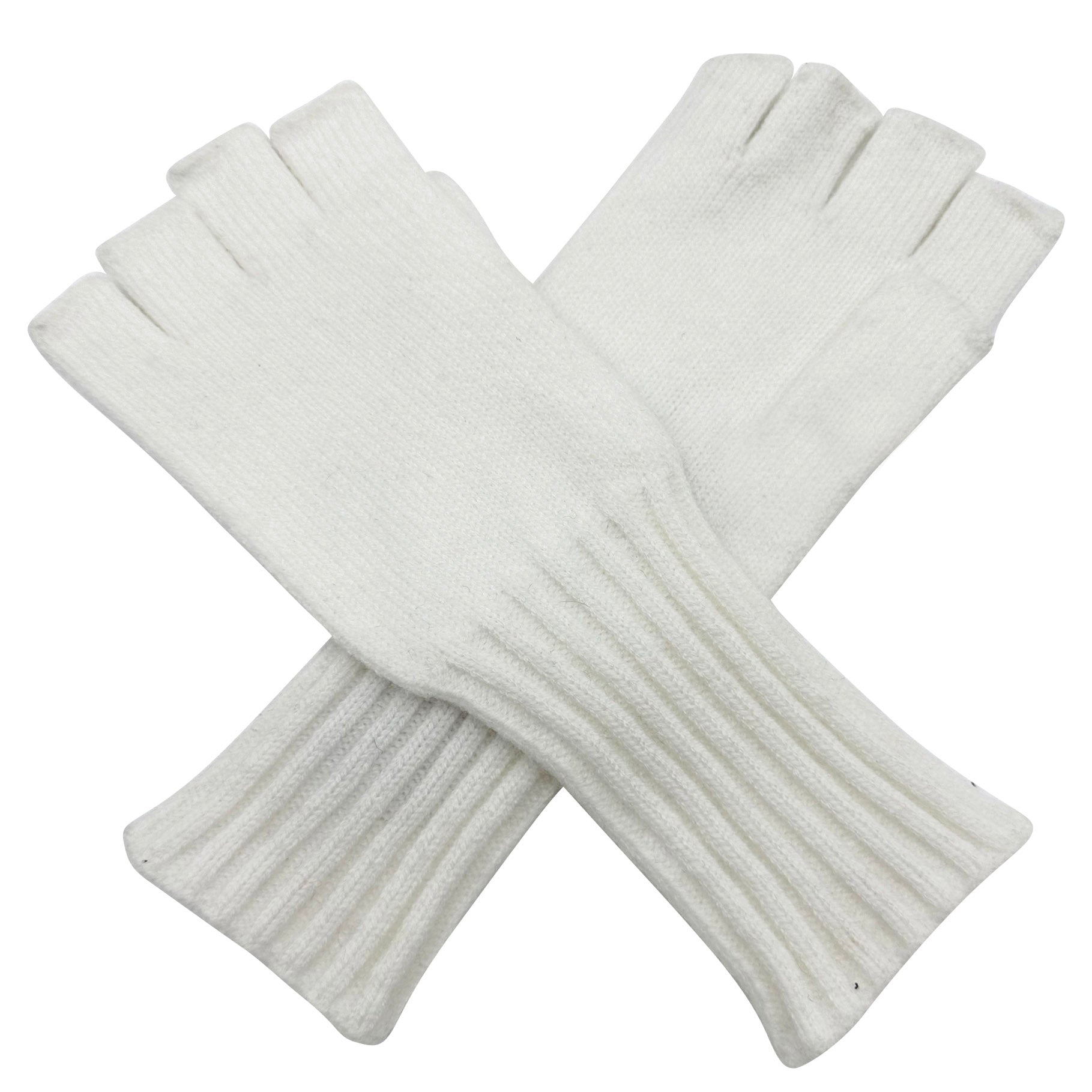 GV2378-893 Solid Coloured Knit Fingerless Gloves with Stretch