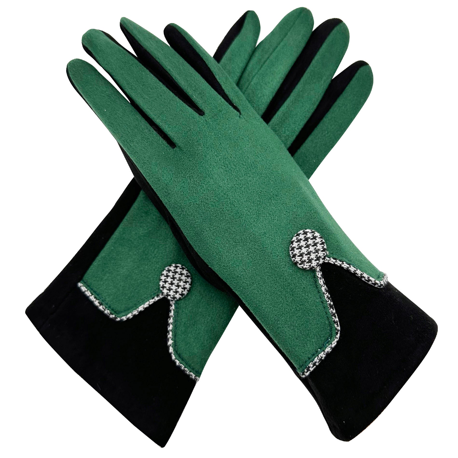 GV2395-891 Fashion Gloves with Coloured Fingers and Button Design with Fleece Lining