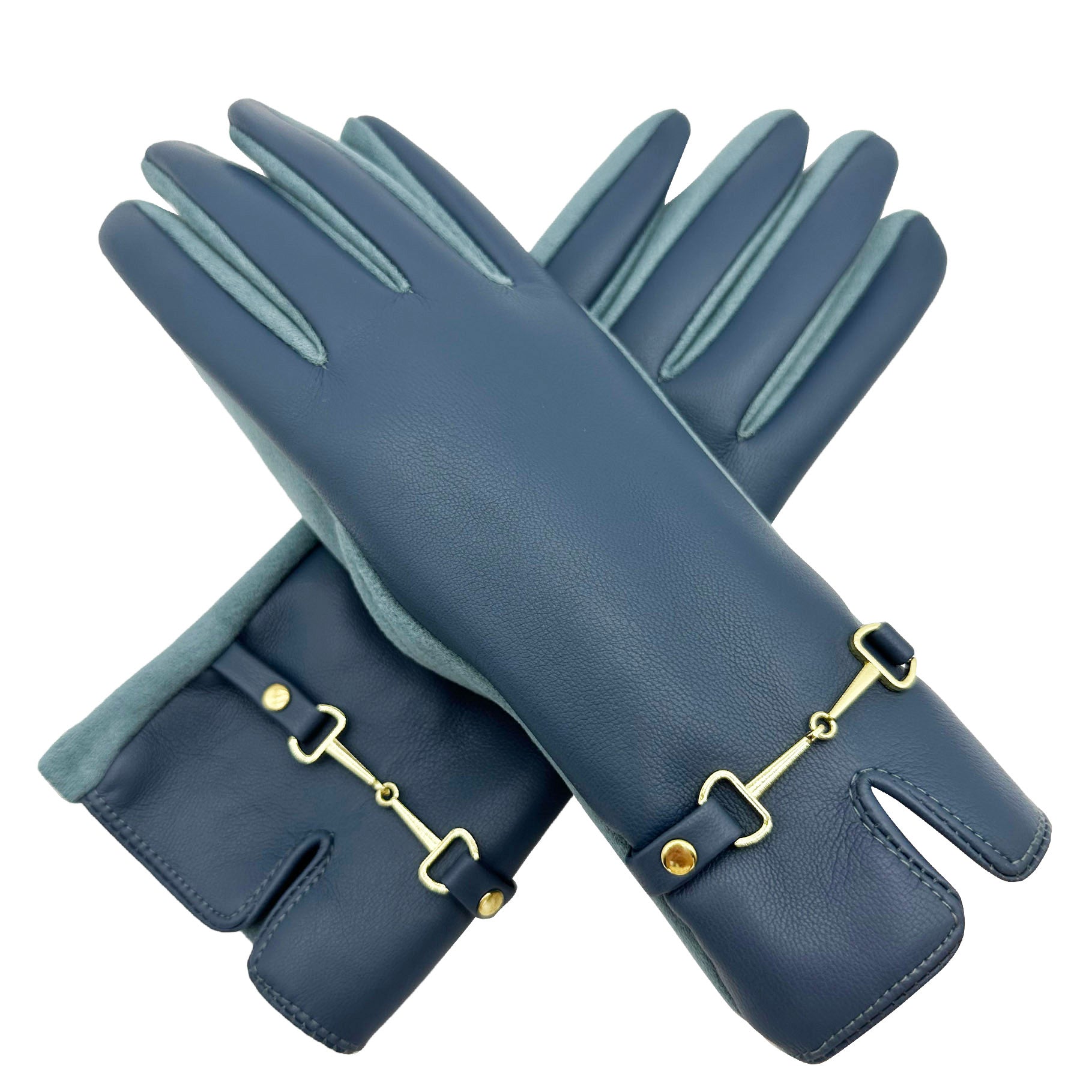 GV2398-951 Fashion Gloves with Sample Buckle Accent & Coloured Fingers With Fleece Lining