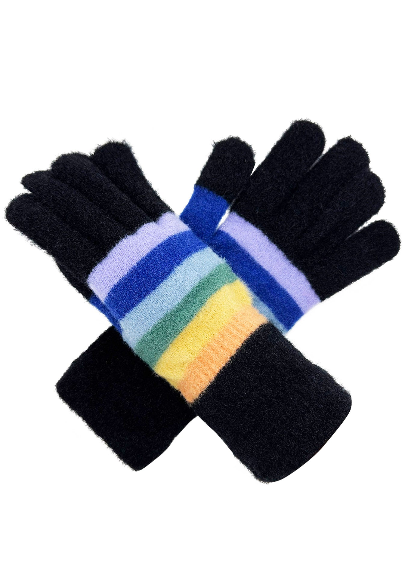 GV2455-082 Cozy Knit Gloves with Colorful Striped Accents