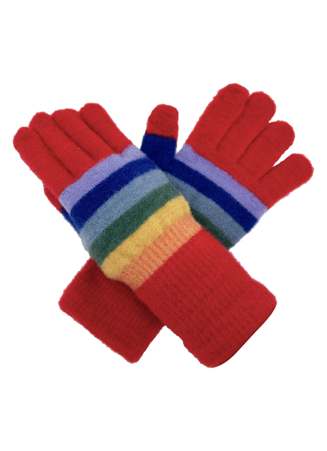 GV2455-082 Cozy Knit Gloves with Colorful Striped Accents