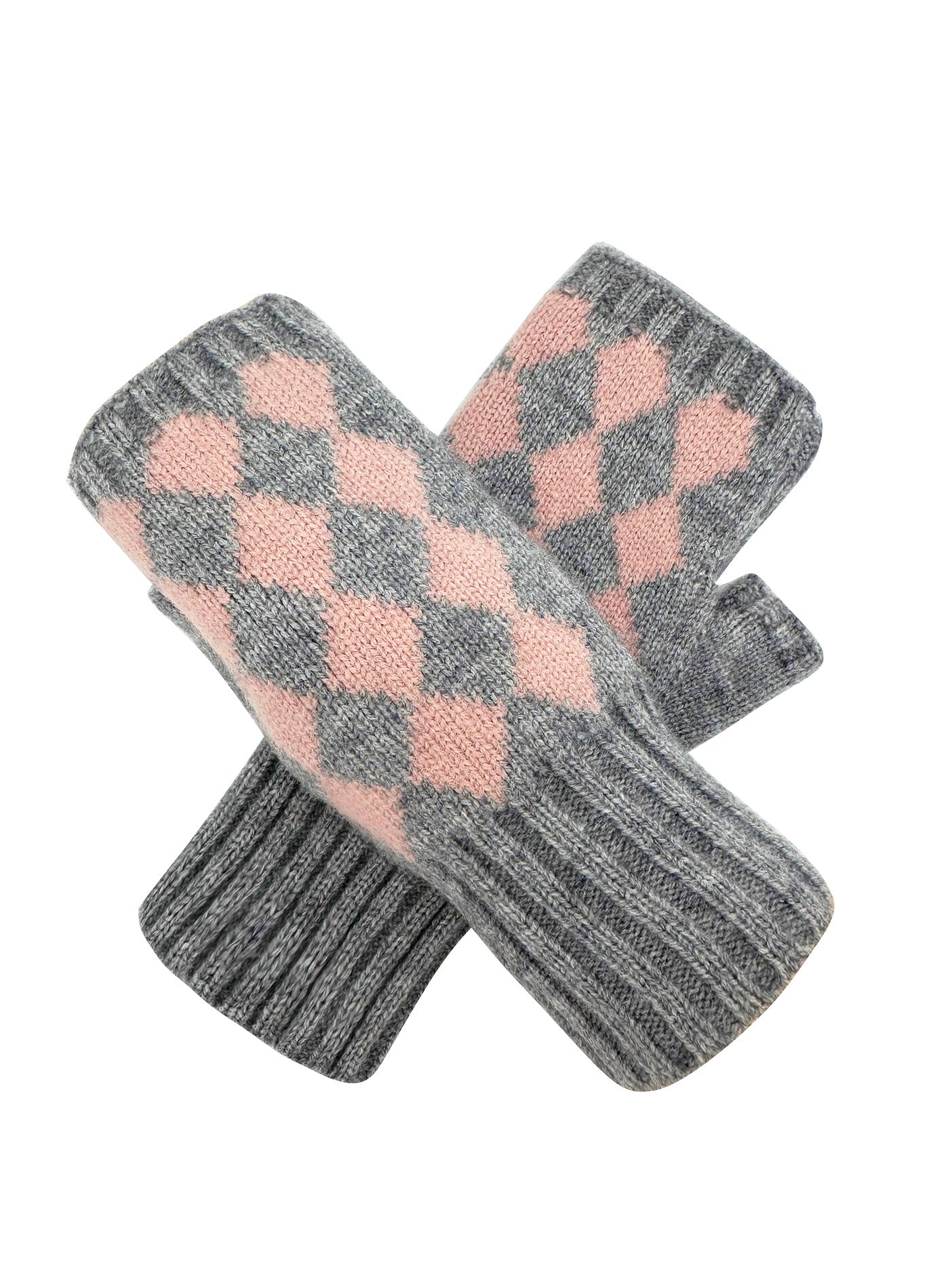 GV2470-136 Soft Fingerless Gloves with Squares Printing