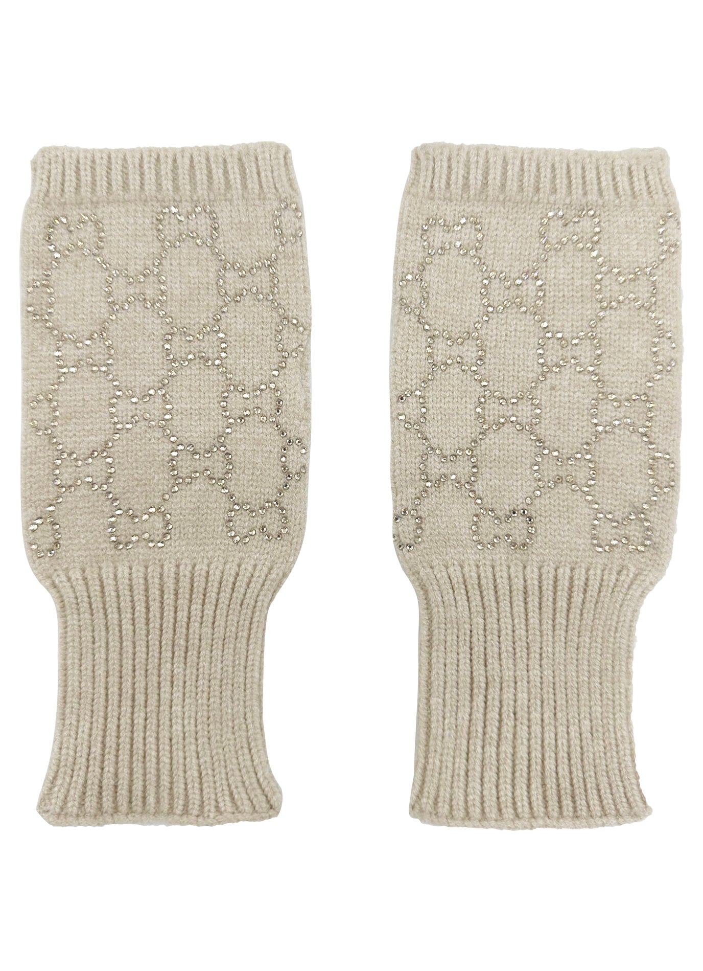 GV2478-083 Soft Fingerless Gloves with Sequined Interlocking Pattern