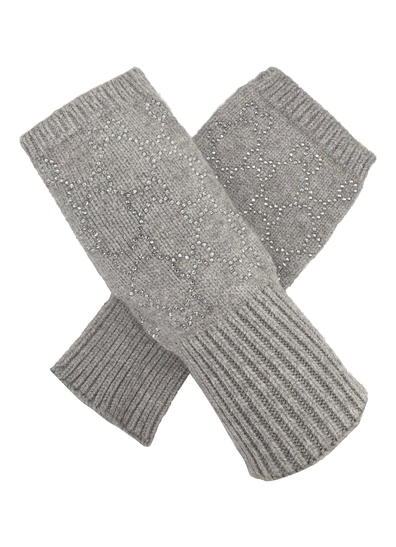 GV2478-083 Soft Fingerless Gloves with Sequined Interlocking Pattern