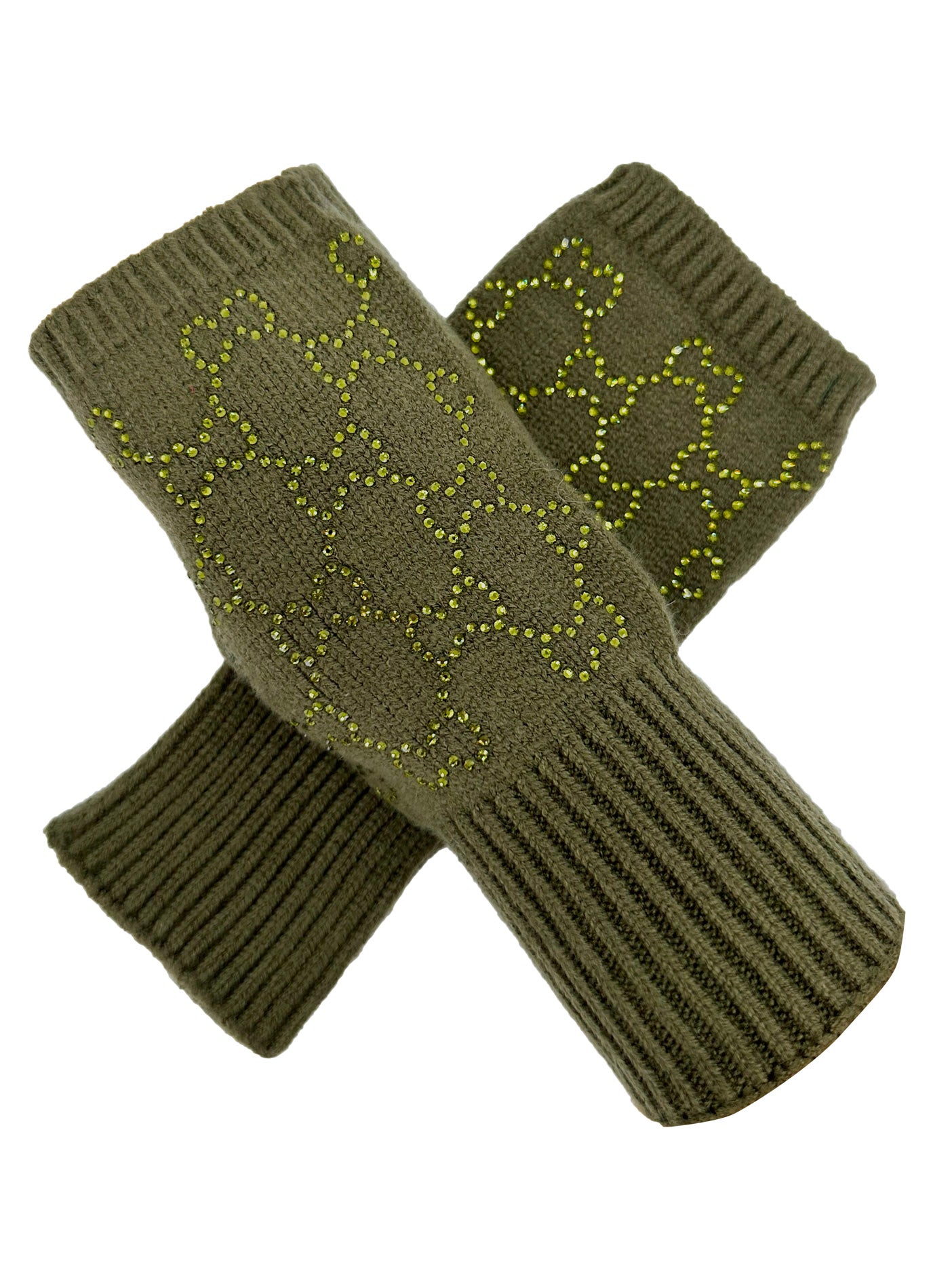 GV2478-083 Soft Fingerless Gloves with Sequined Interlocking Pattern