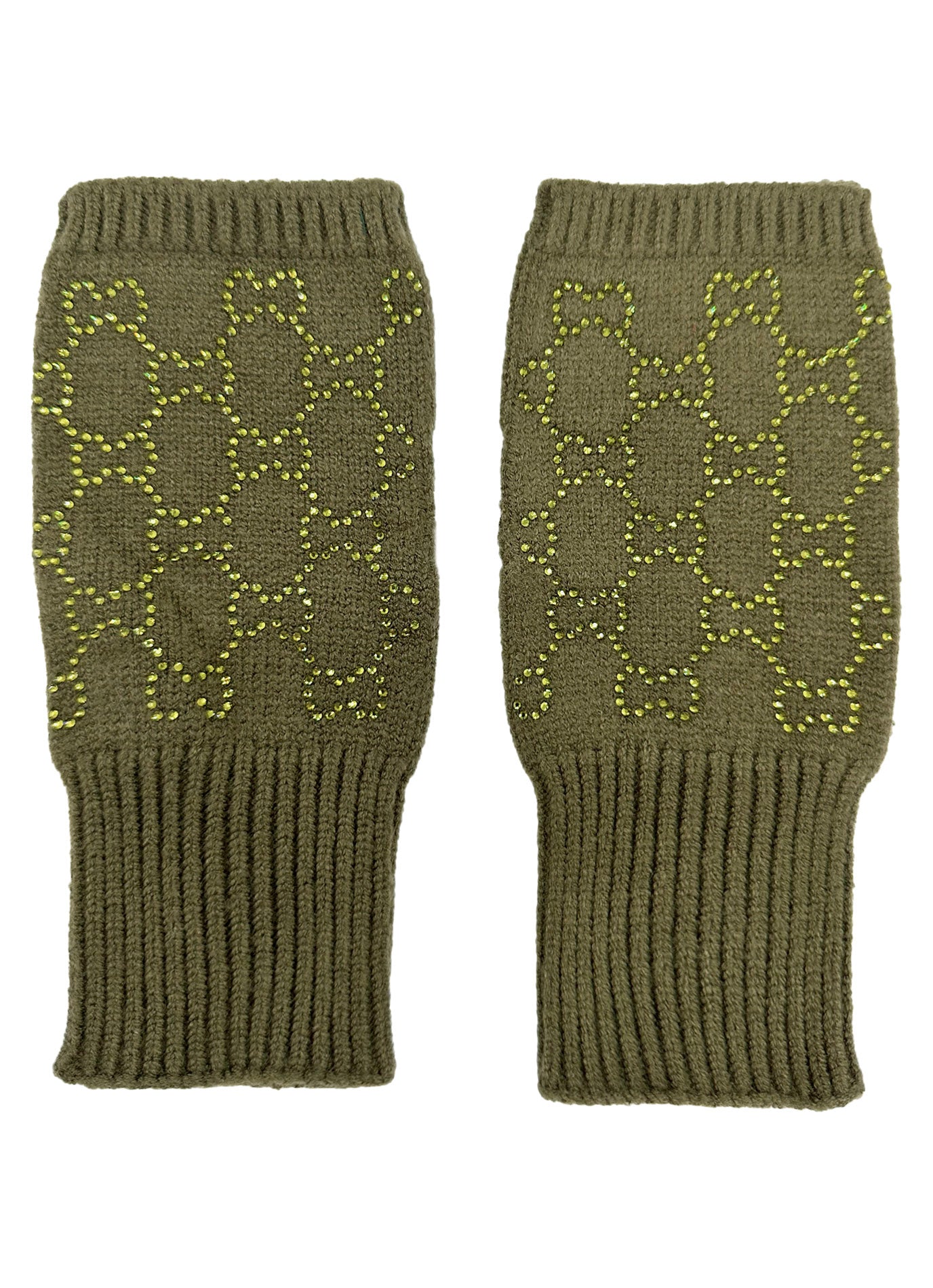 GV2478-083 Soft Fingerless Gloves with Sequined Interlocking Pattern