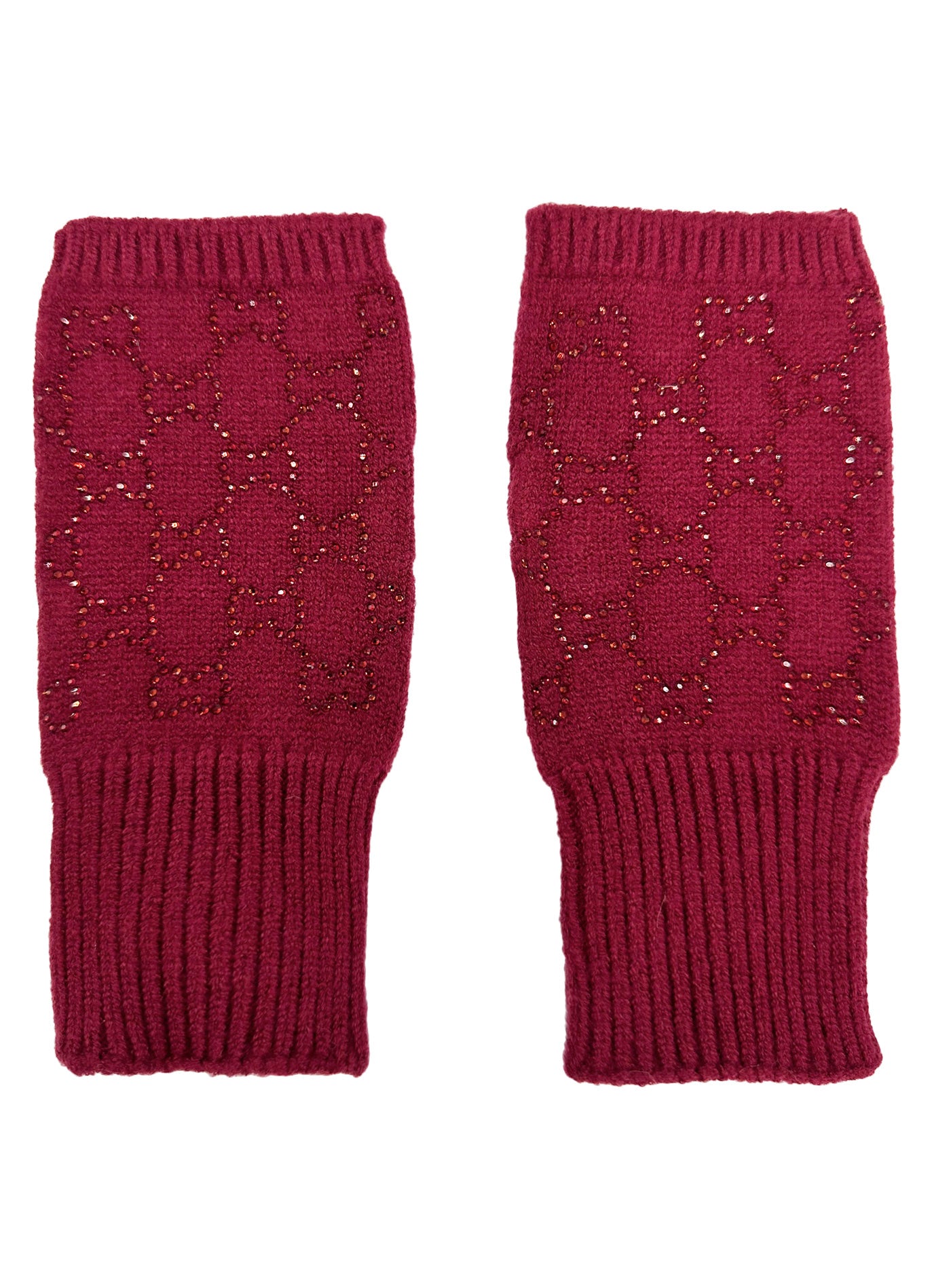 GV2478-083 Soft Fingerless Gloves with Sequined Interlocking Pattern