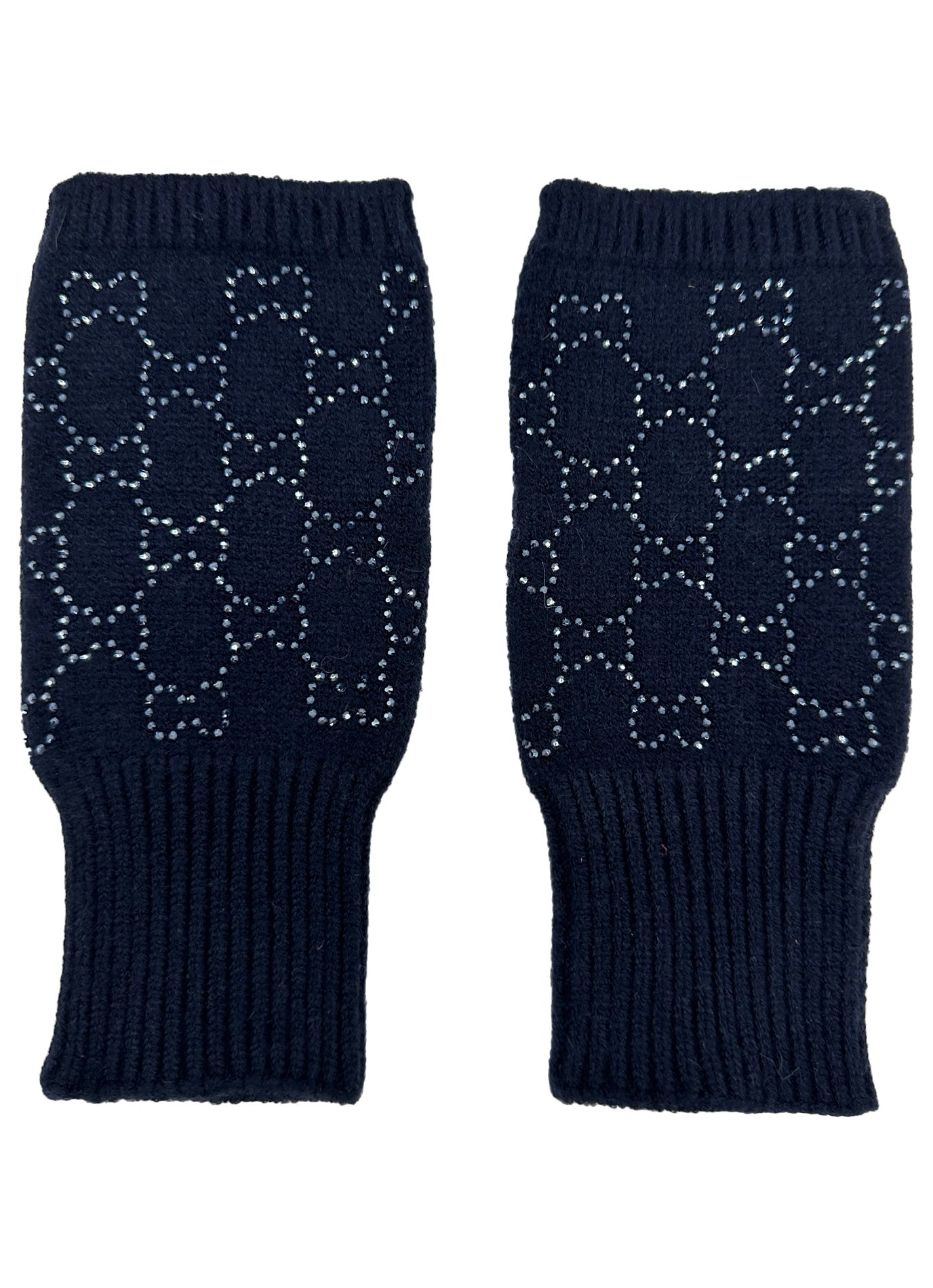 GV2478-083 Soft Fingerless Gloves with Sequined Interlocking Pattern