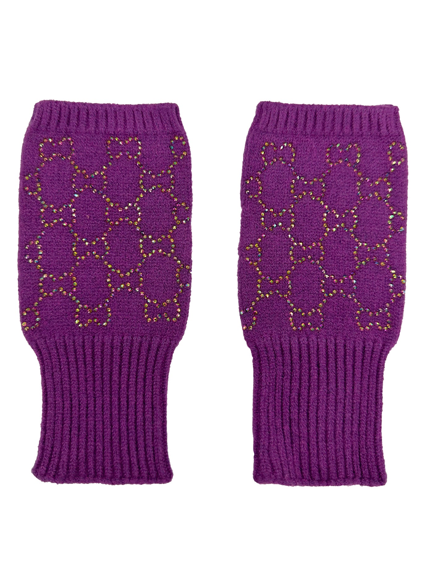 GV2478-083 Soft Fingerless Gloves with Sequined Interlocking Pattern