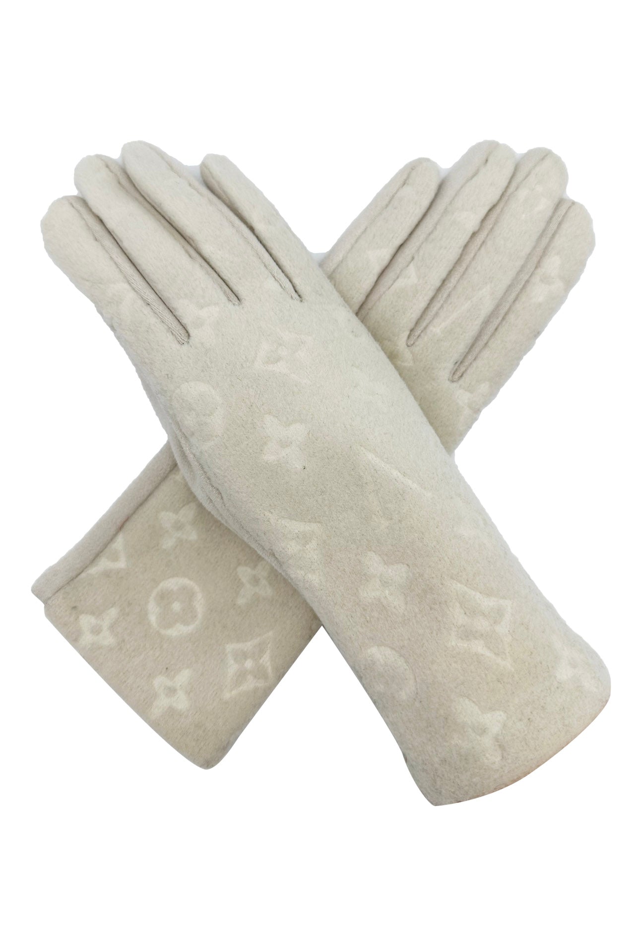 GV2485-079 Four Point Star Flower Monogram Printing Touch Screen Gloves