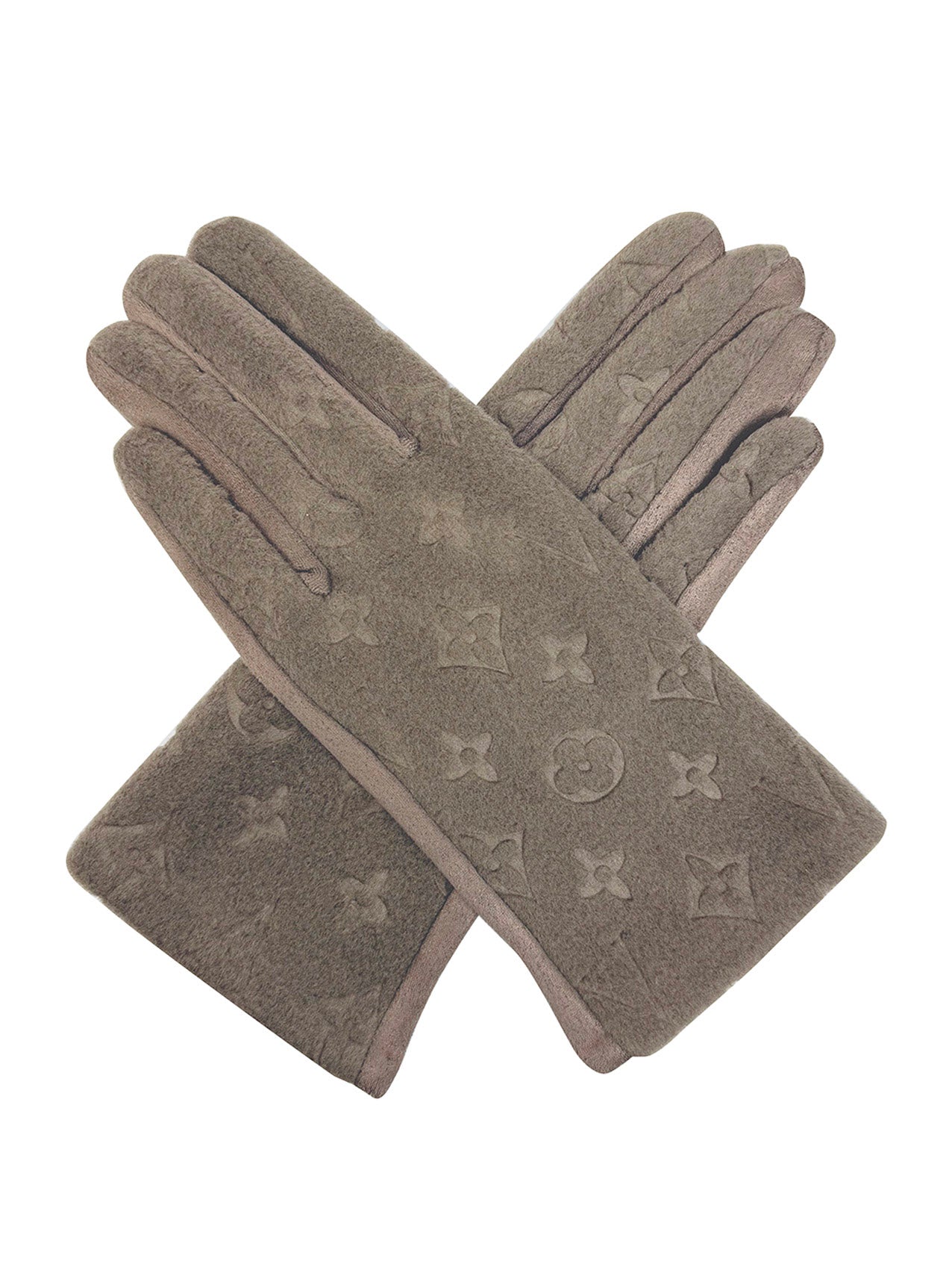 GV2485-079 Four Point Star Flower Monogram Printing Touch Screen Gloves