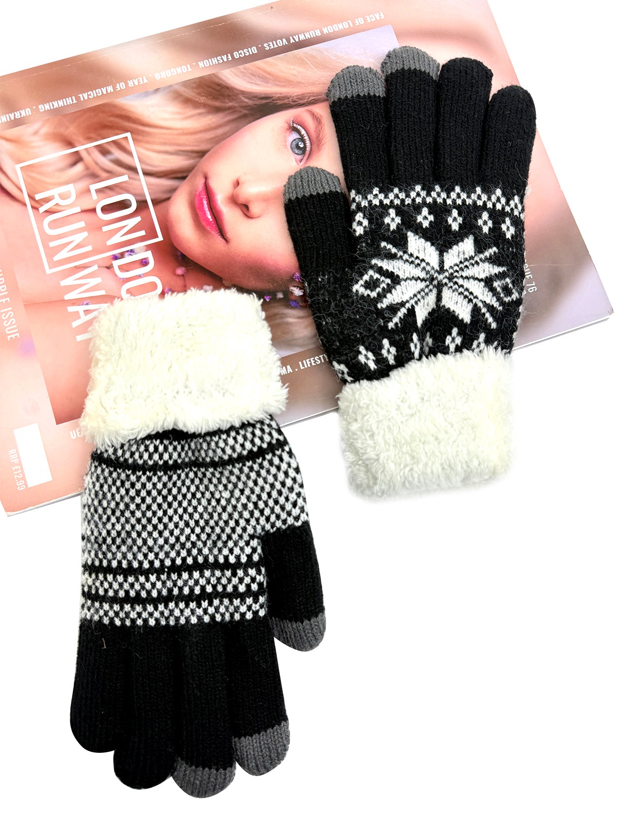 GV25069-314 Christmas Snowflake Theme Knit Style Gloves