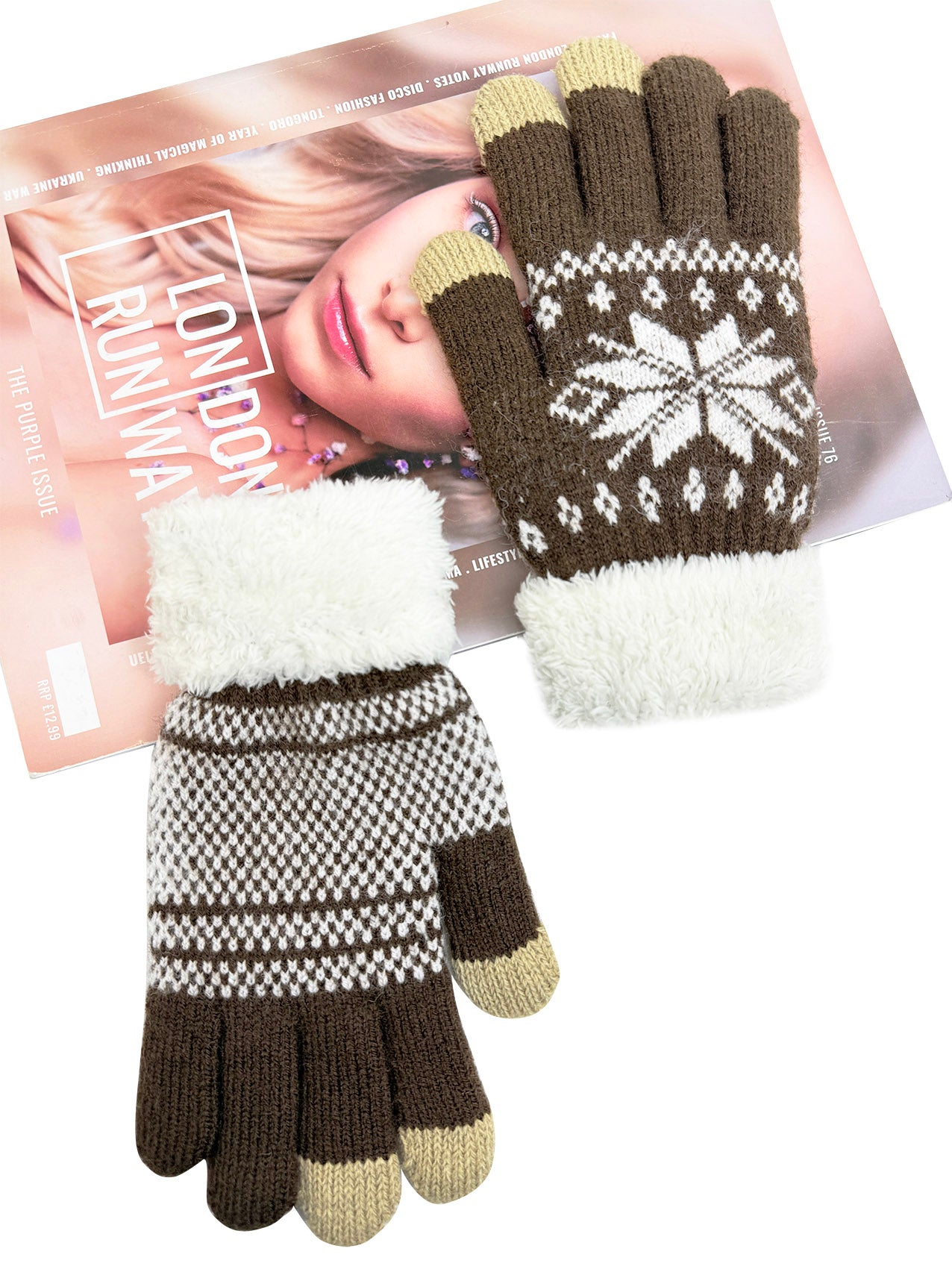 GV25069-314 Christmas Snowflake Theme Knit Style Gloves