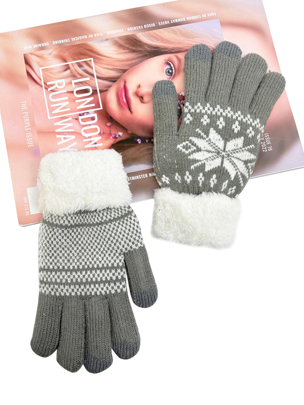 GV25069-314 Christmas Snowflake Theme Knit Style Gloves