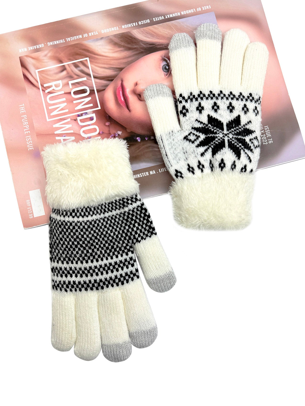 GV25069-314 Christmas Snowflake Theme Knit Style Gloves