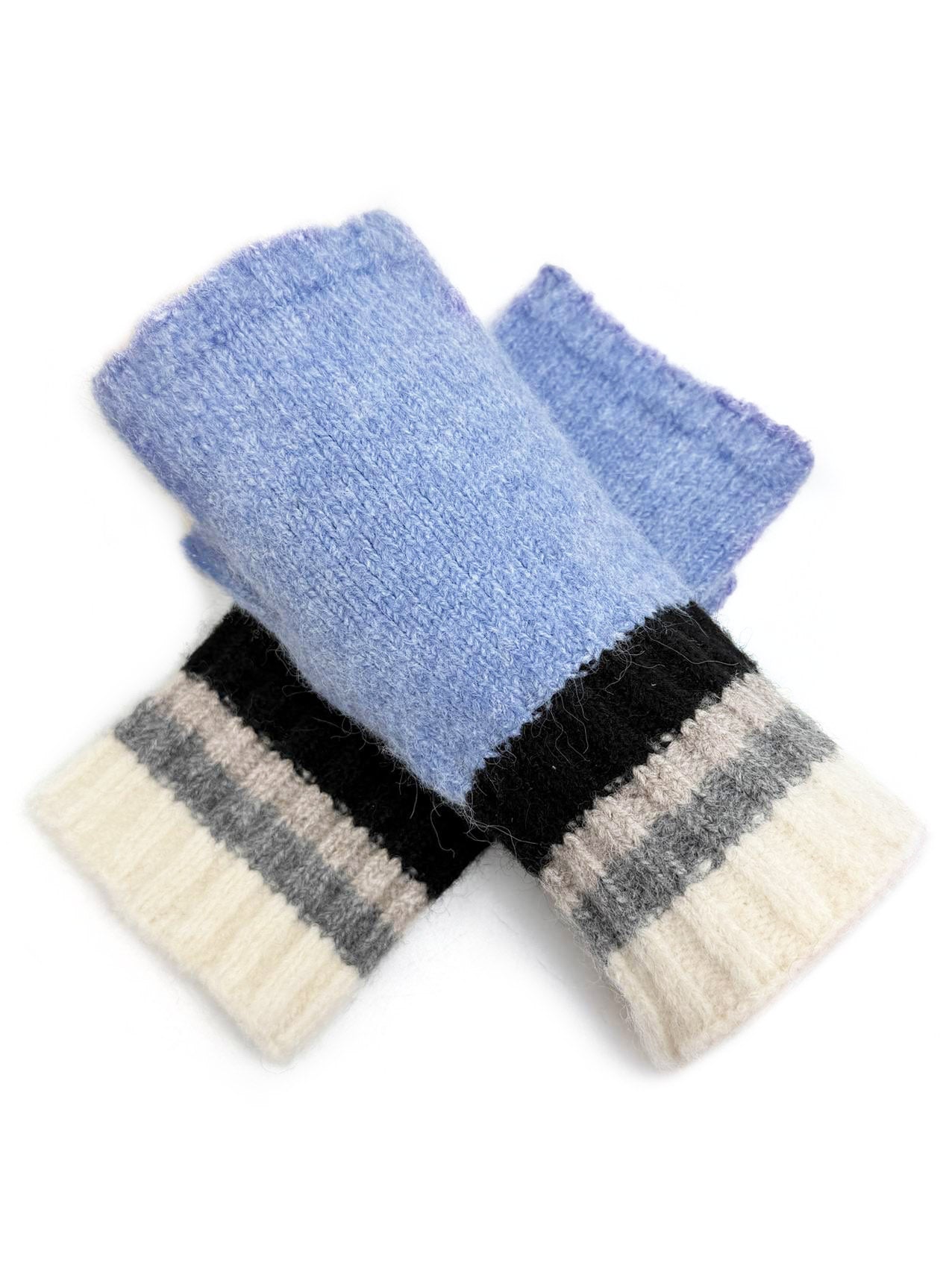 GV25090-298 Fingerless Gloves with Colourful Stripes Detail