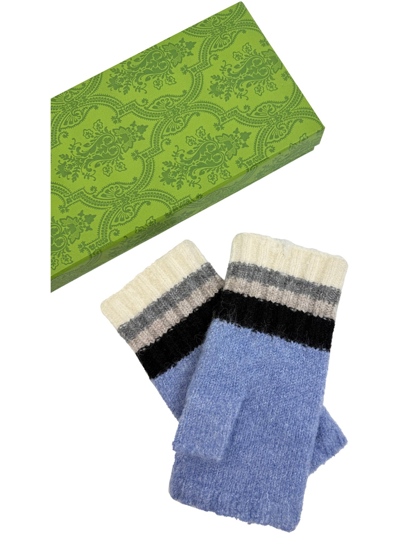 GV25090-298 Fingerless Gloves with Colourful Stripes Detail