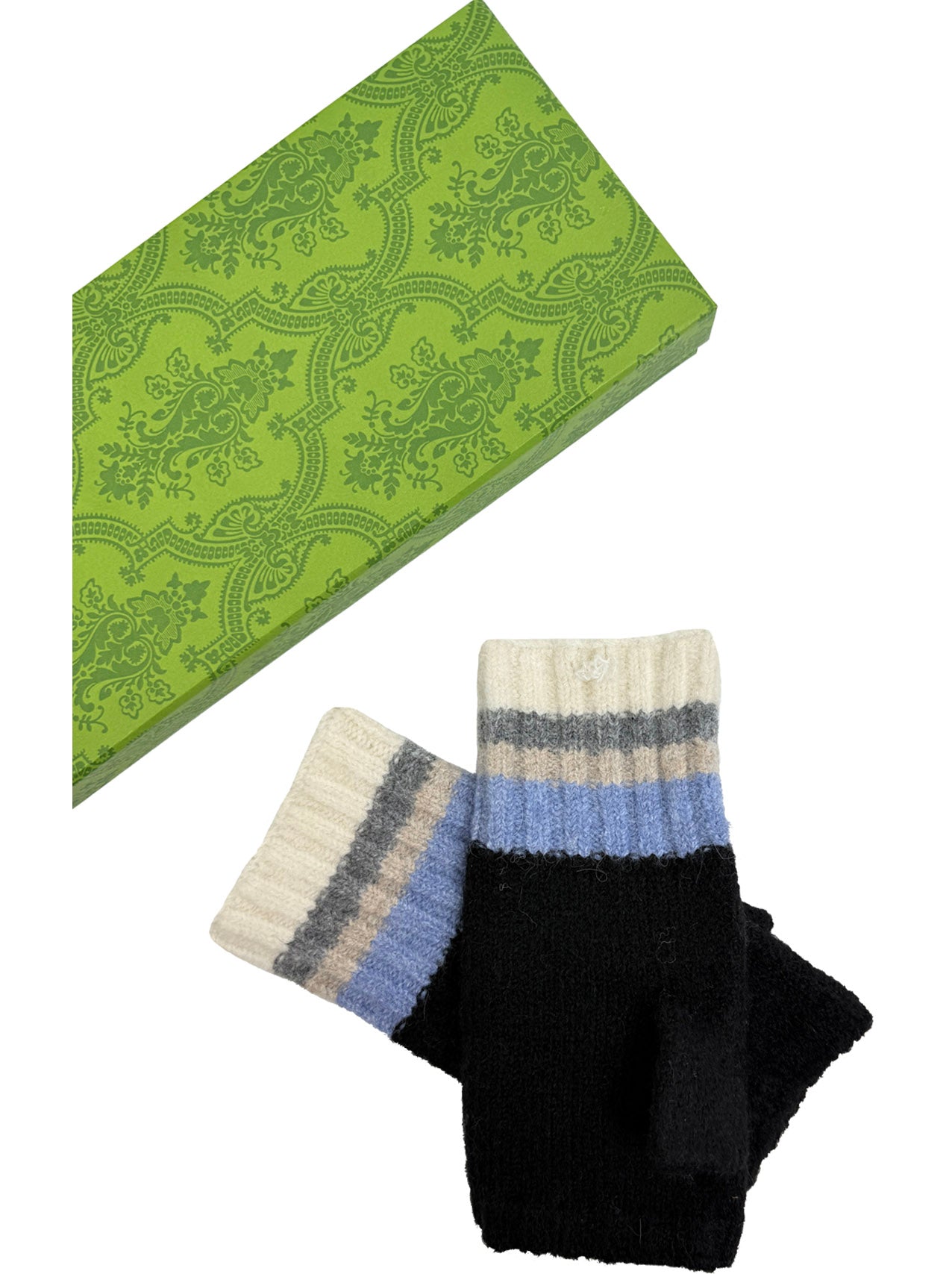 GV25090-298 Fingerless Gloves with Colourful Stripes Detail