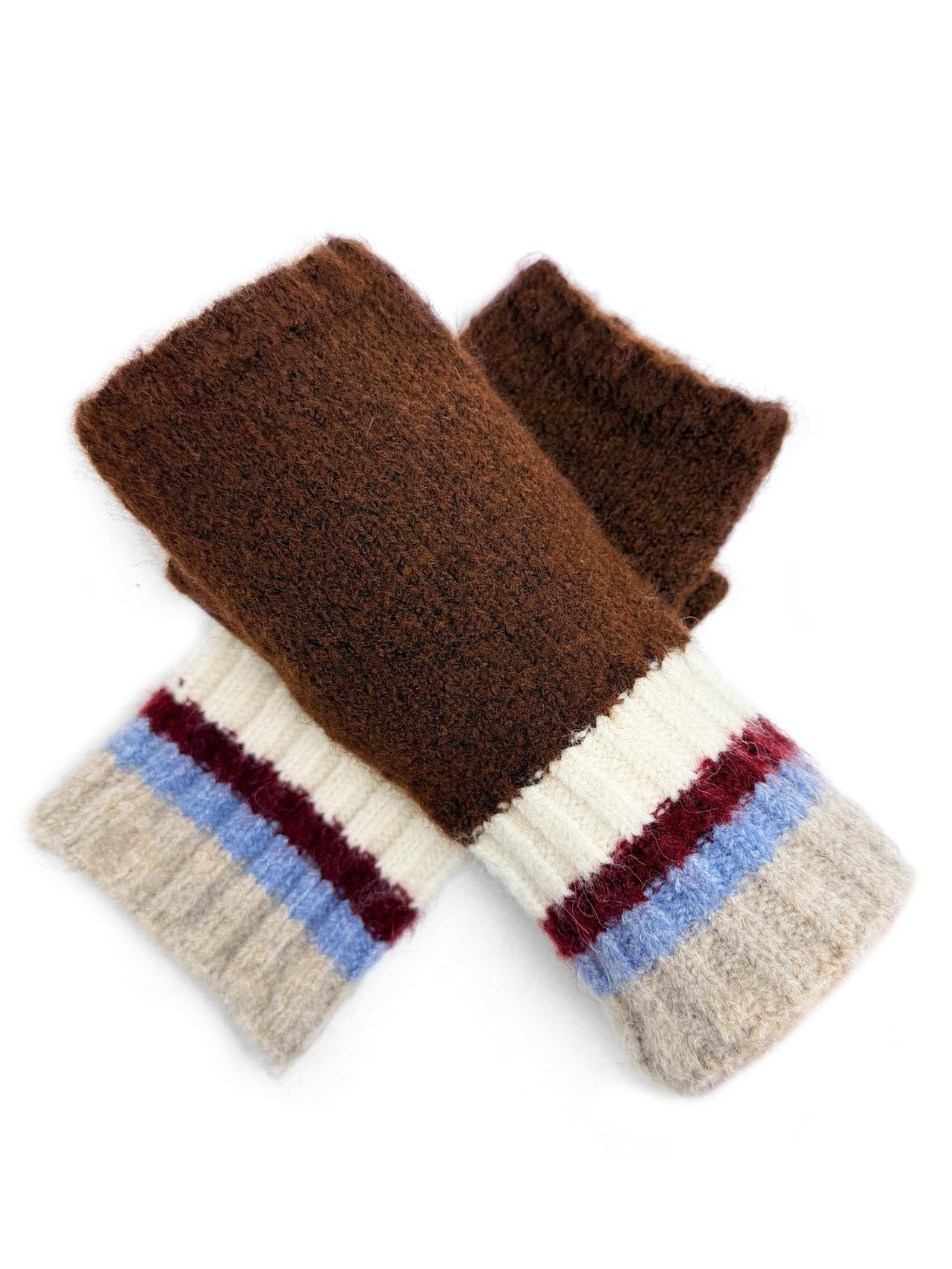GV25090-298 Fingerless Gloves with Colourful Stripes Detail