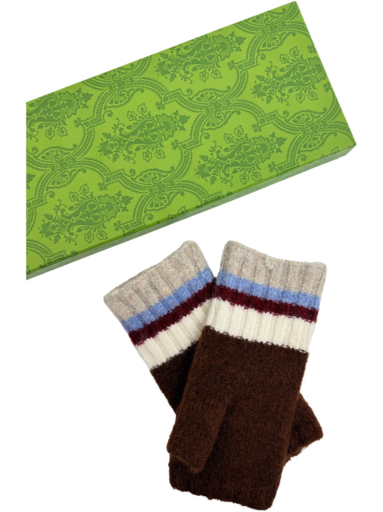 GV25090-298 Fingerless Gloves with Colourful Stripes Detail