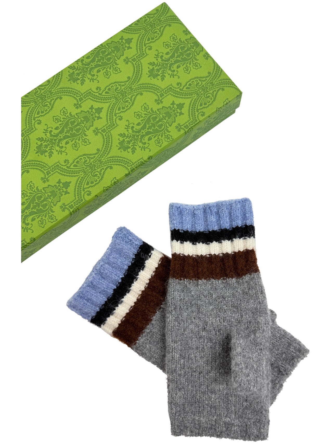GV25090-298 Fingerless Gloves with Colourful Stripes Detail