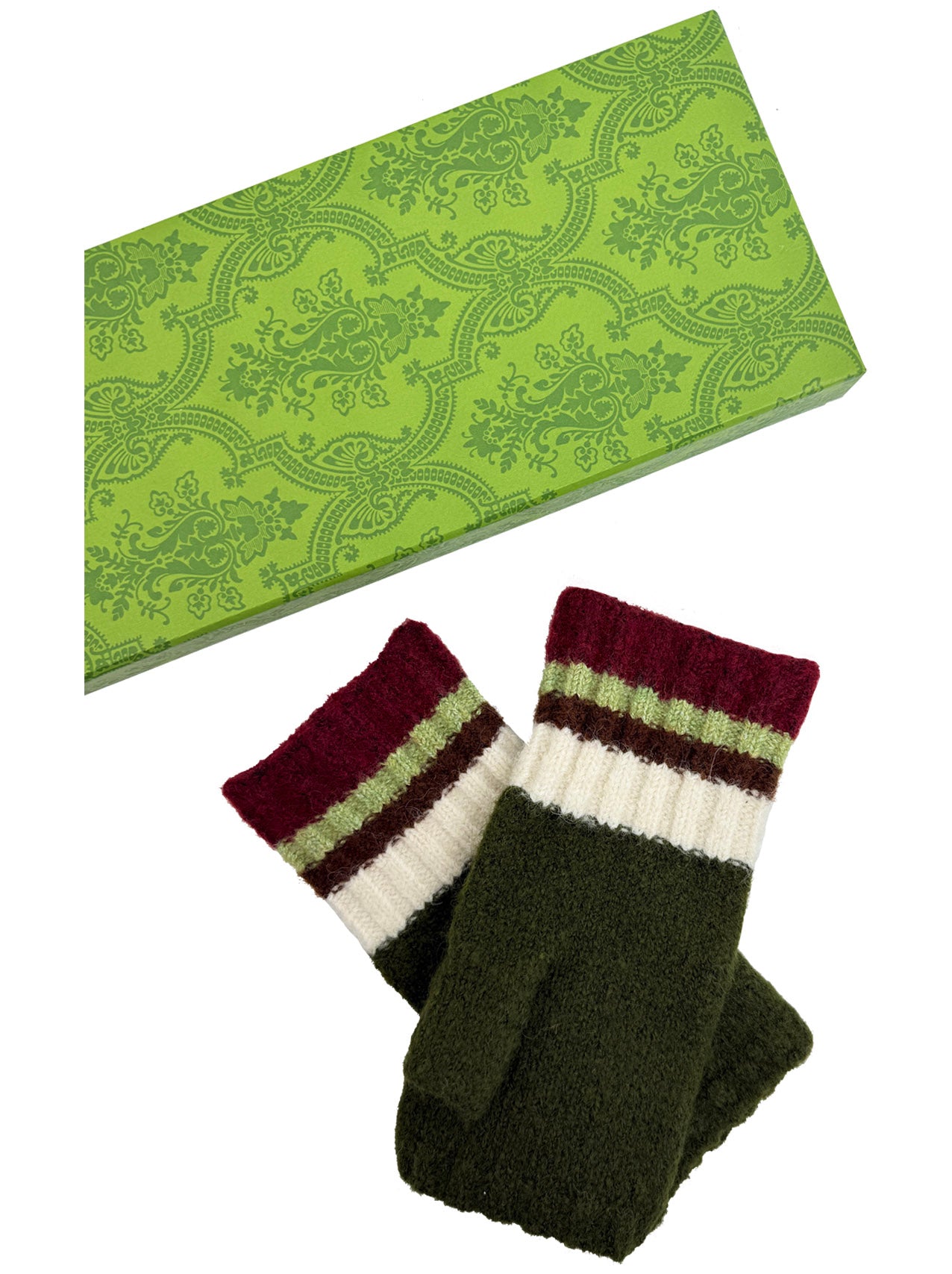 GV25090-298 Fingerless Gloves with Colourful Stripes Detail
