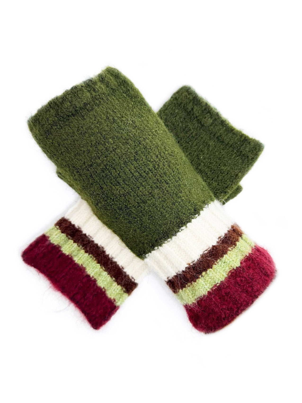 GV25090-298 Fingerless Gloves with Colourful Stripes Detail