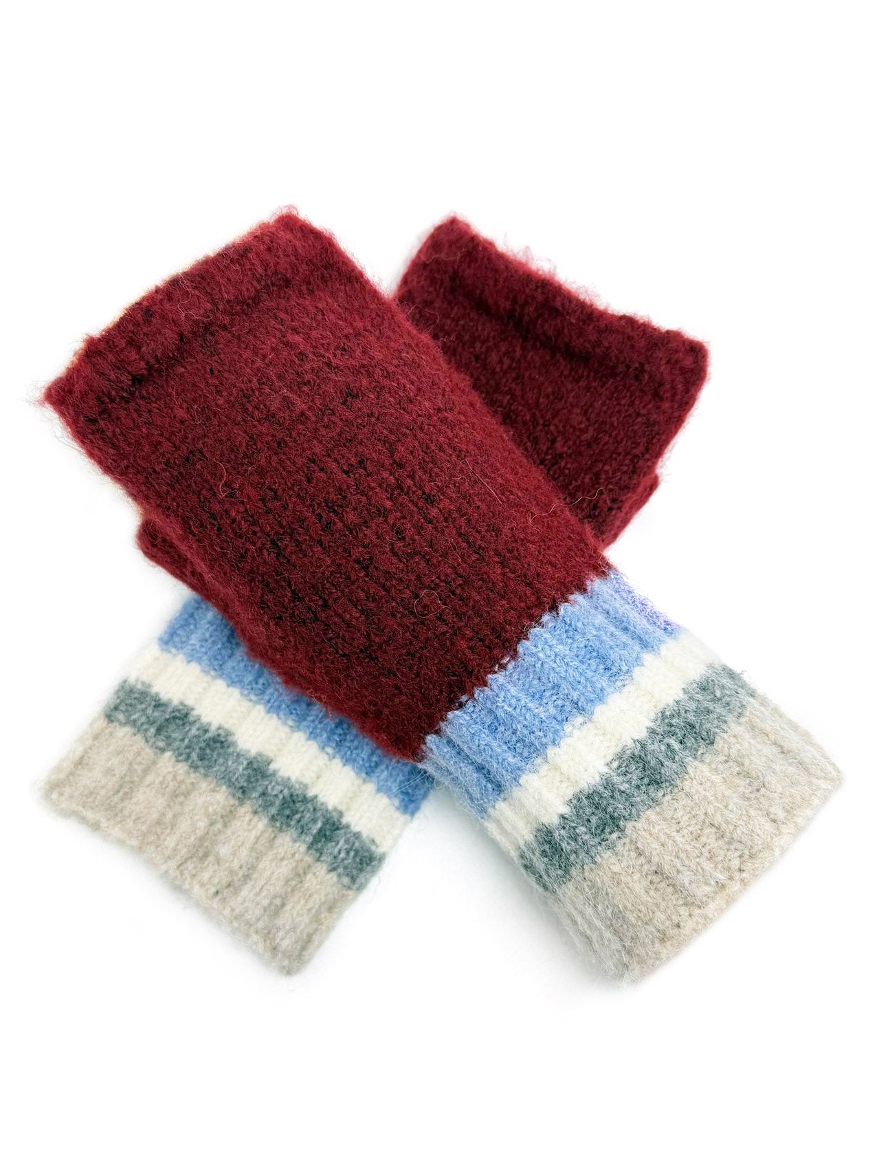 GV25090-298 Fingerless Gloves with Colourful Stripes Detail