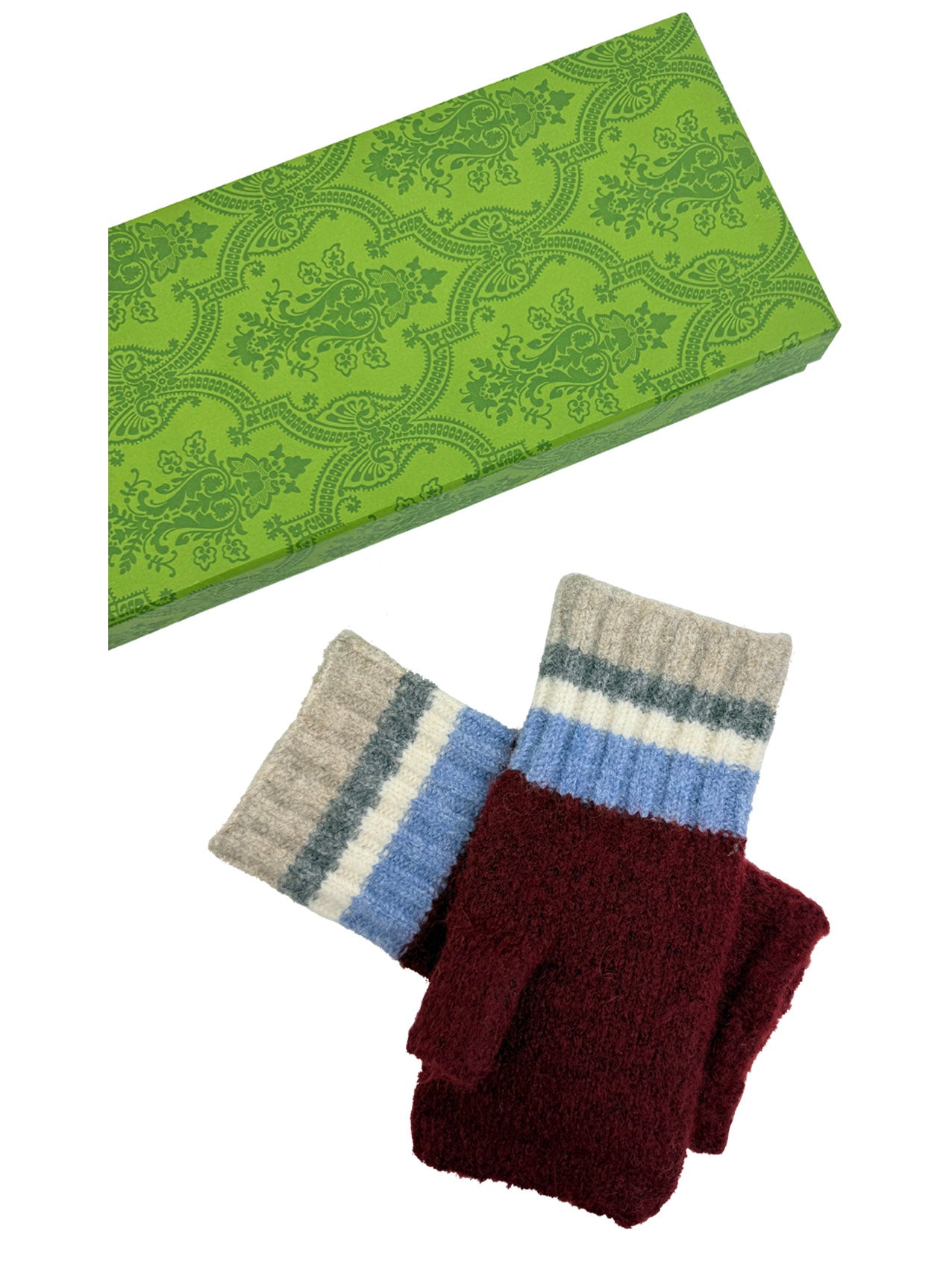 GV25090-298 Fingerless Gloves with Colourful Stripes Detail