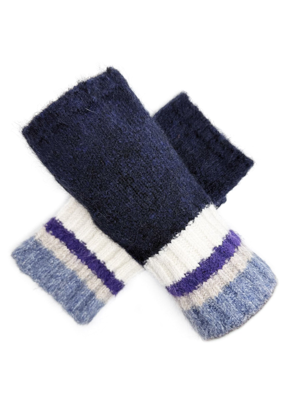 GV25090-298 Fingerless Gloves with Colourful Stripes Detail