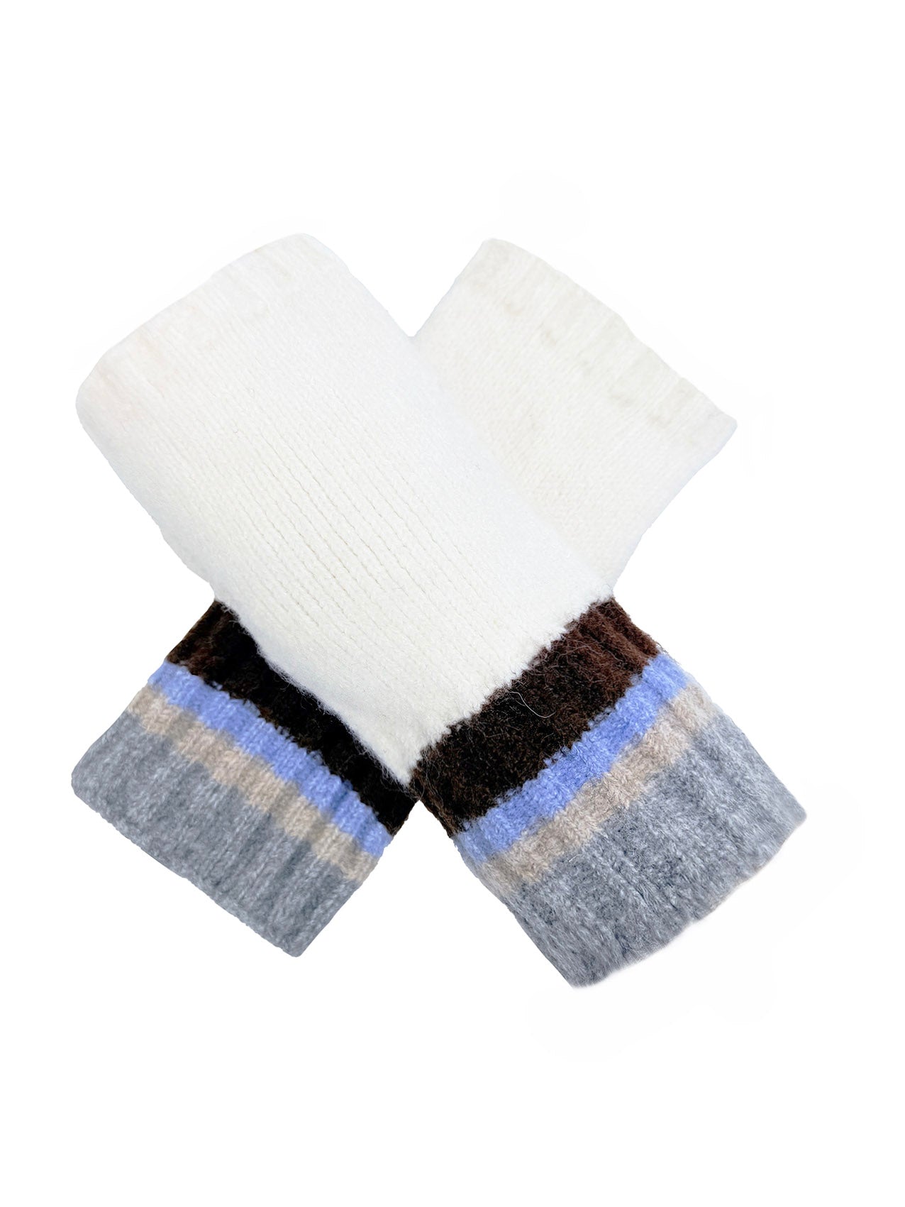 GV25090-298 Fingerless Gloves with Colourful Stripes Detail