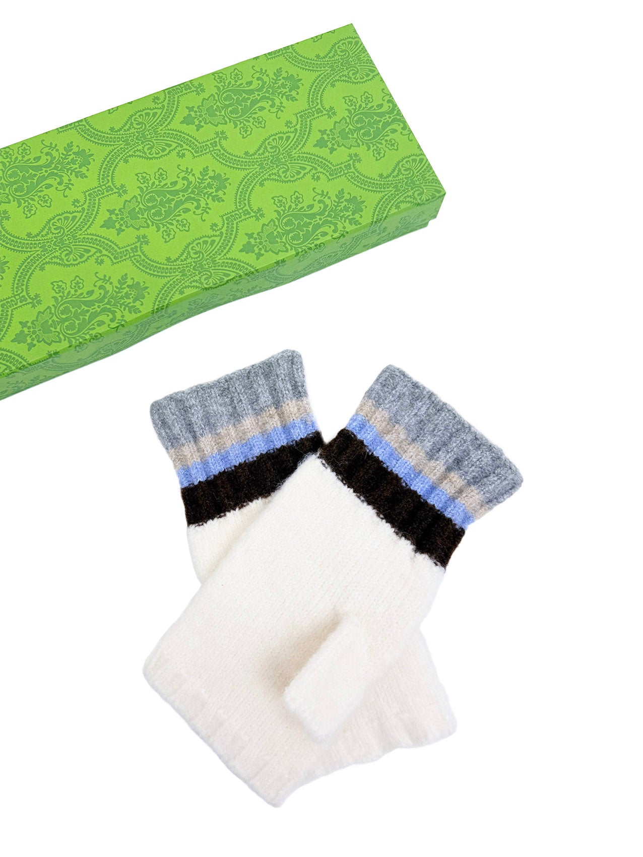 GV25090-298 Fingerless Gloves with Colourful Stripes Detail