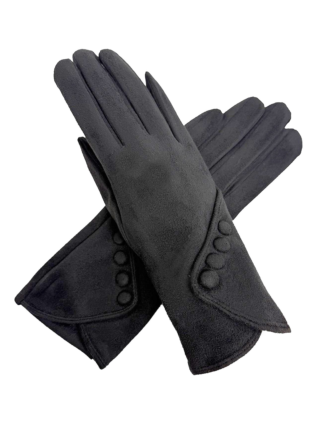 GV25090-306 Plain Gloves with Buttons Detail and Touch Screen Fingers