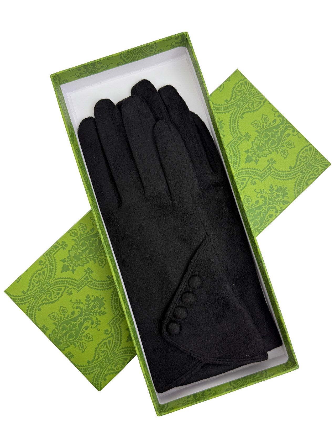 GV25090-306 Plain Gloves with Buttons Detail and Touch Screen Fingers