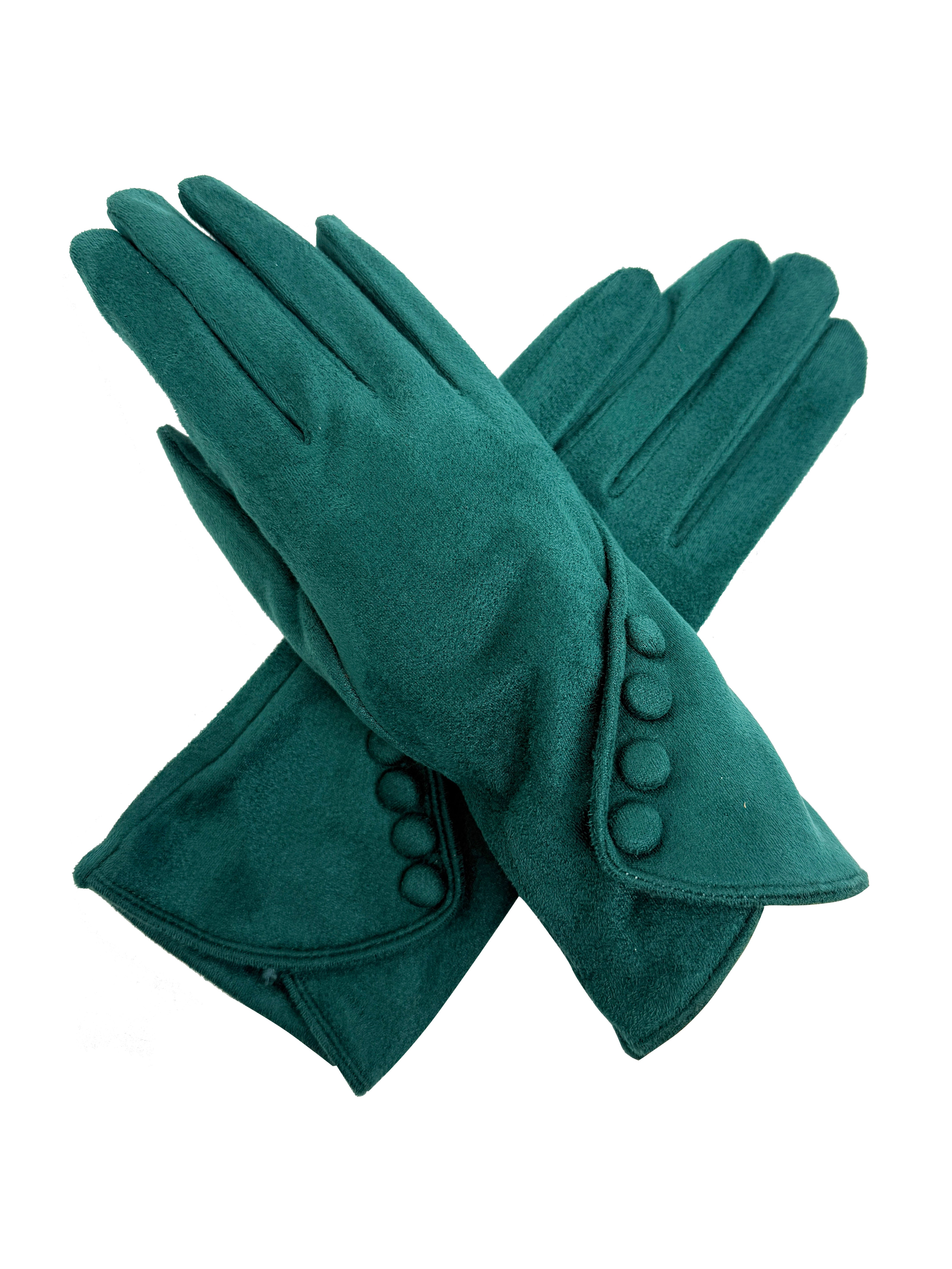 GV25090-306 Plain Gloves with Buttons Detail and Touch Screen Fingers
