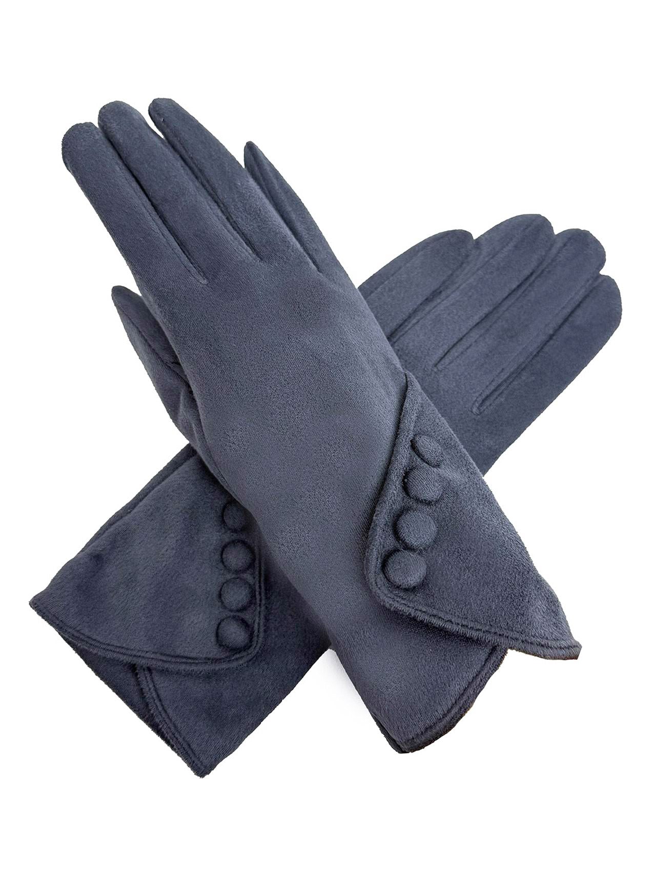 GV25090-306 Plain Gloves with Buttons Detail and Touch Screen Fingers