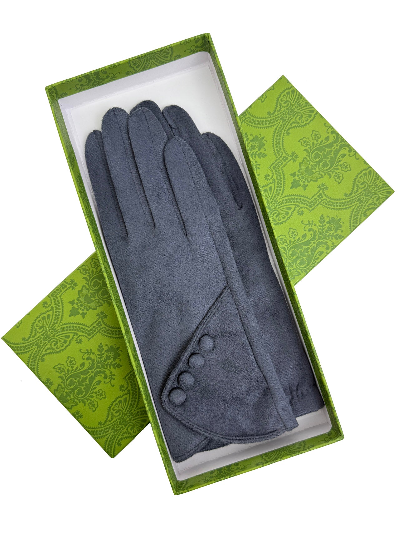 GV25090-306 Plain Gloves with Buttons Detail and Touch Screen Fingers
