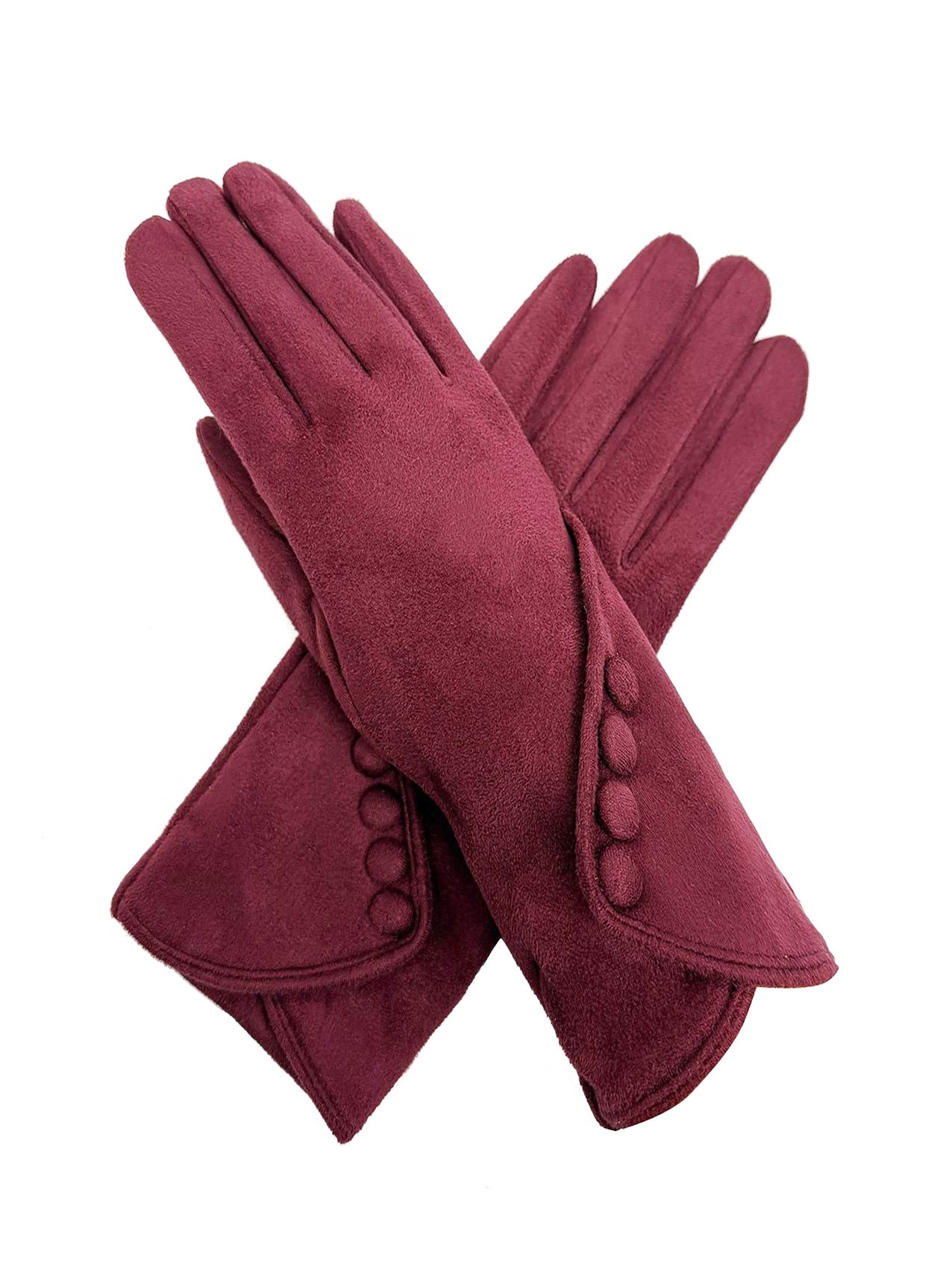 GV25090-306 Plain Gloves with Buttons Detail and Touch Screen Fingers