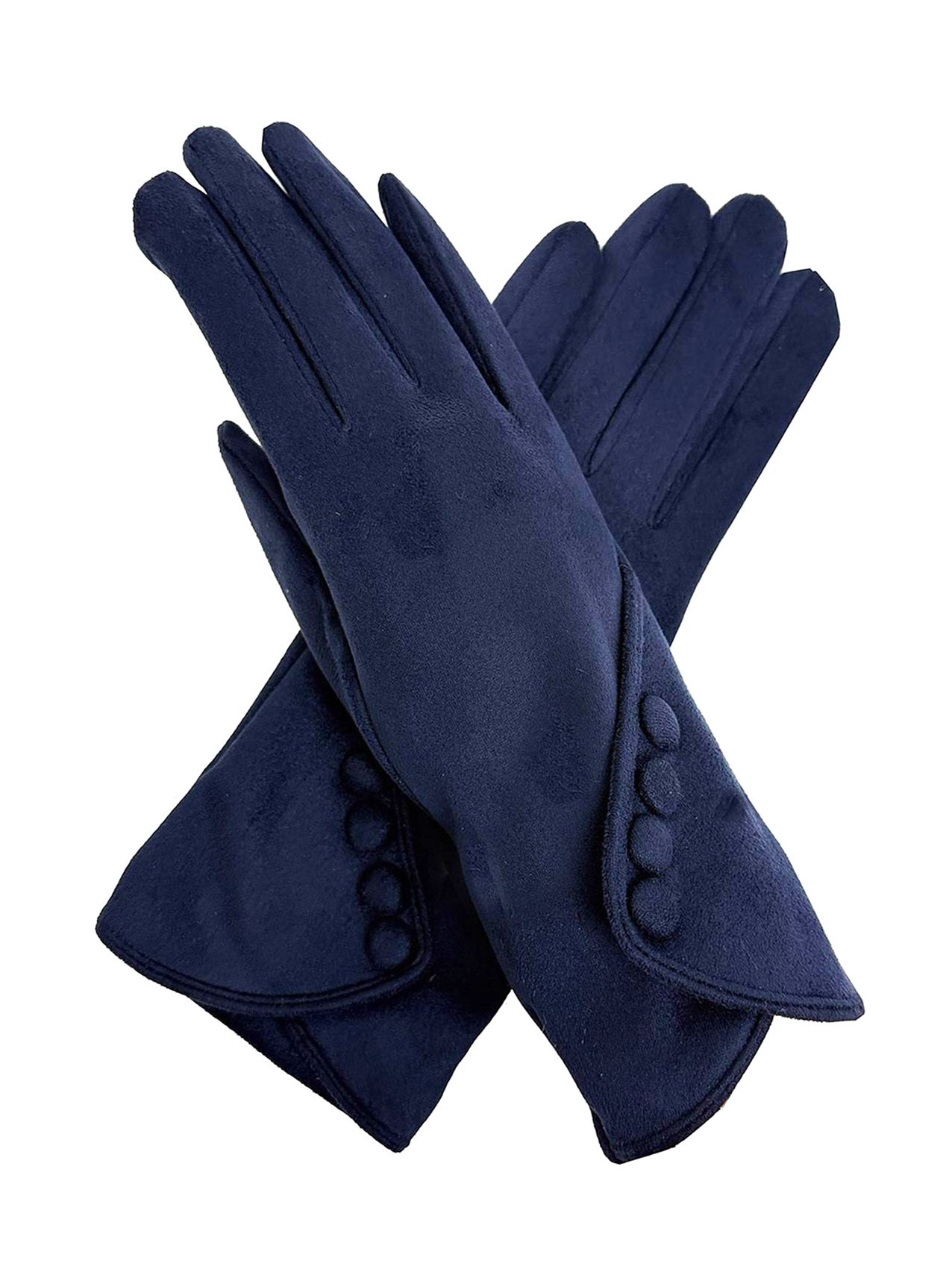 GV25090-306 Plain Gloves with Buttons Detail and Touch Screen Fingers