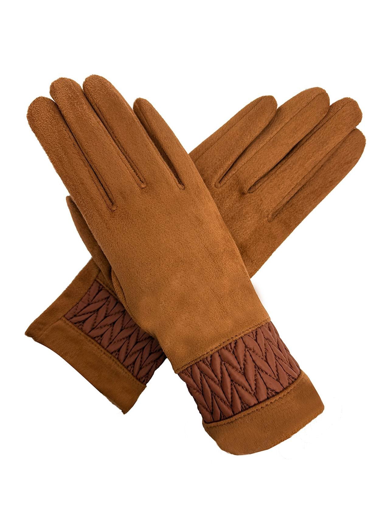 GV25093-308 Solid Colour Touch Screen Gloves with Quilted Wrist Detail