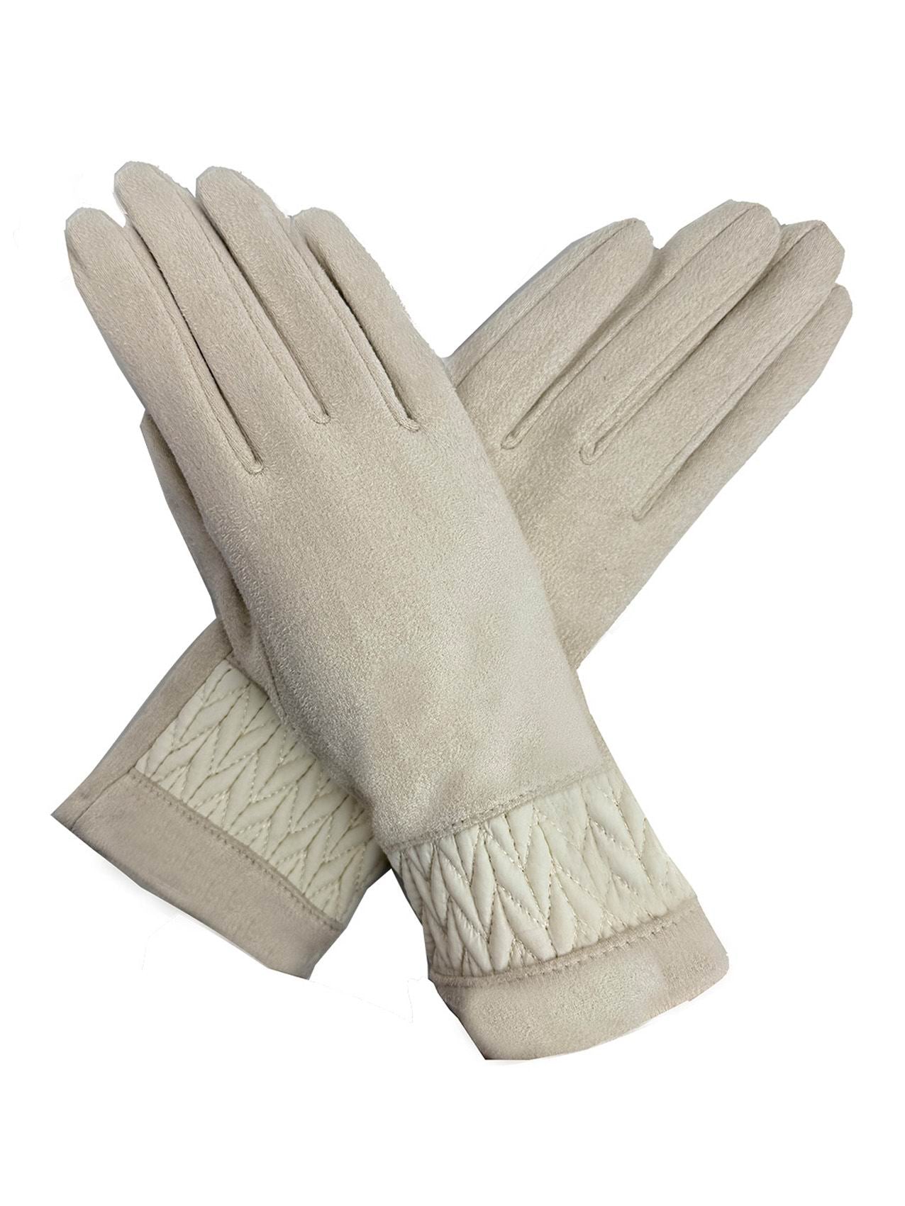 GV25093-308 Solid Colour Touch Screen Gloves with Quilted Wrist Detail