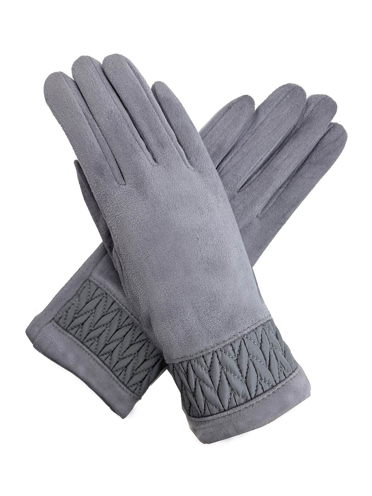 GV25093-308 Solid Colour Touch Screen Gloves with Quilted Wrist Detail