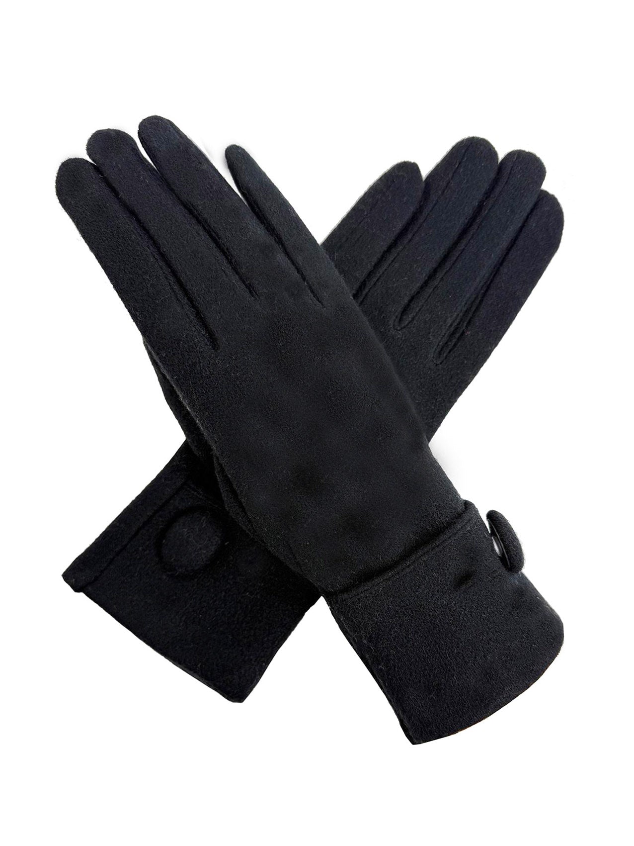 GV25093-312 Plain Solid Colour Touch Screen Gloves with Single Button Detailing