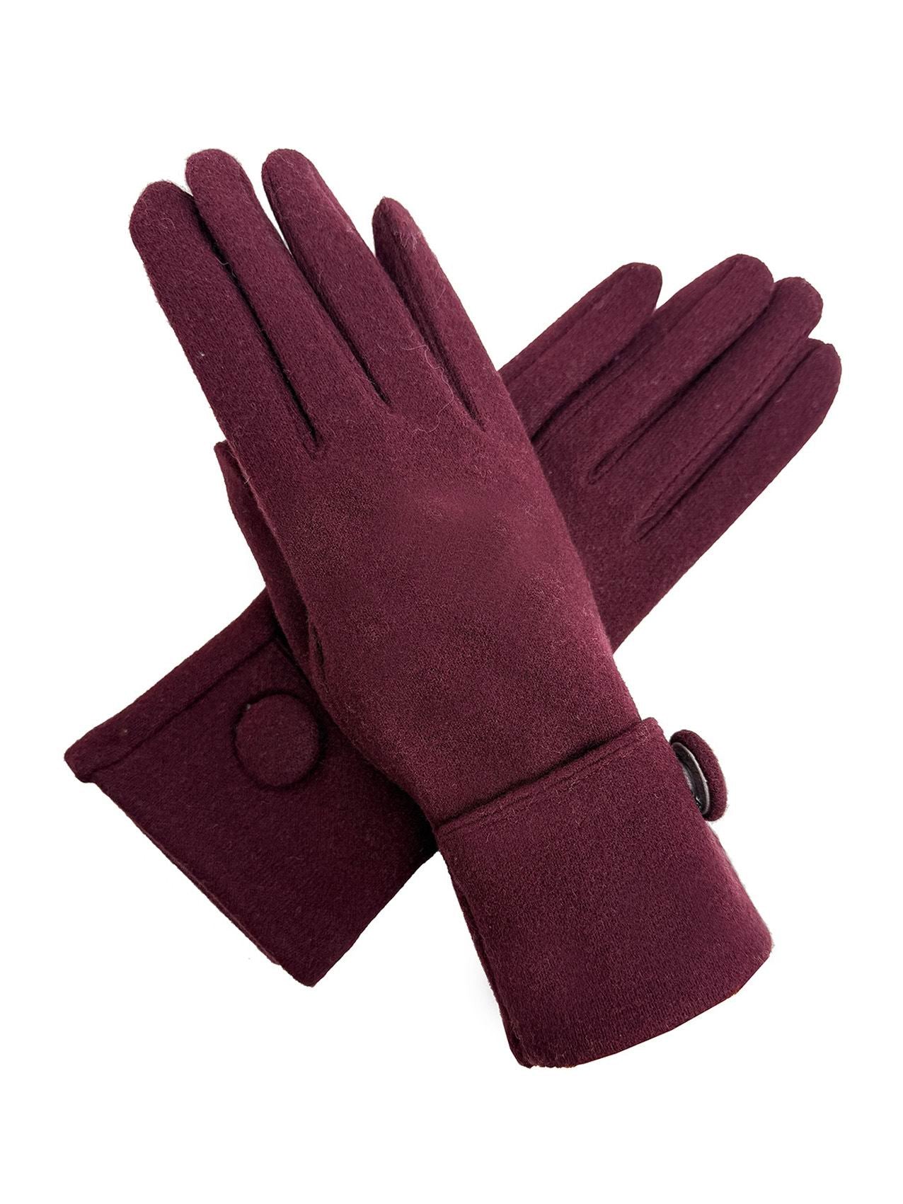 GV25093-312 Plain Solid Colour Touch Screen Gloves with Single Button Detailing