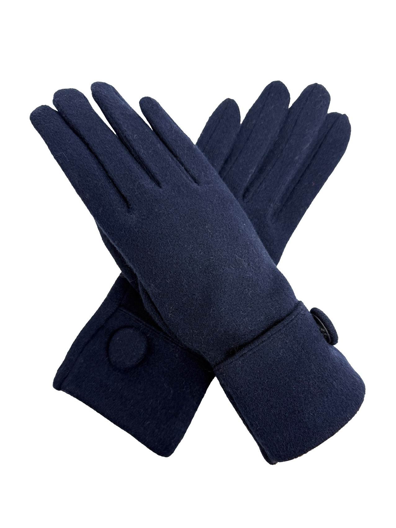 GV25093-312 Plain Solid Colour Touch Screen Gloves with Single Button Detailing