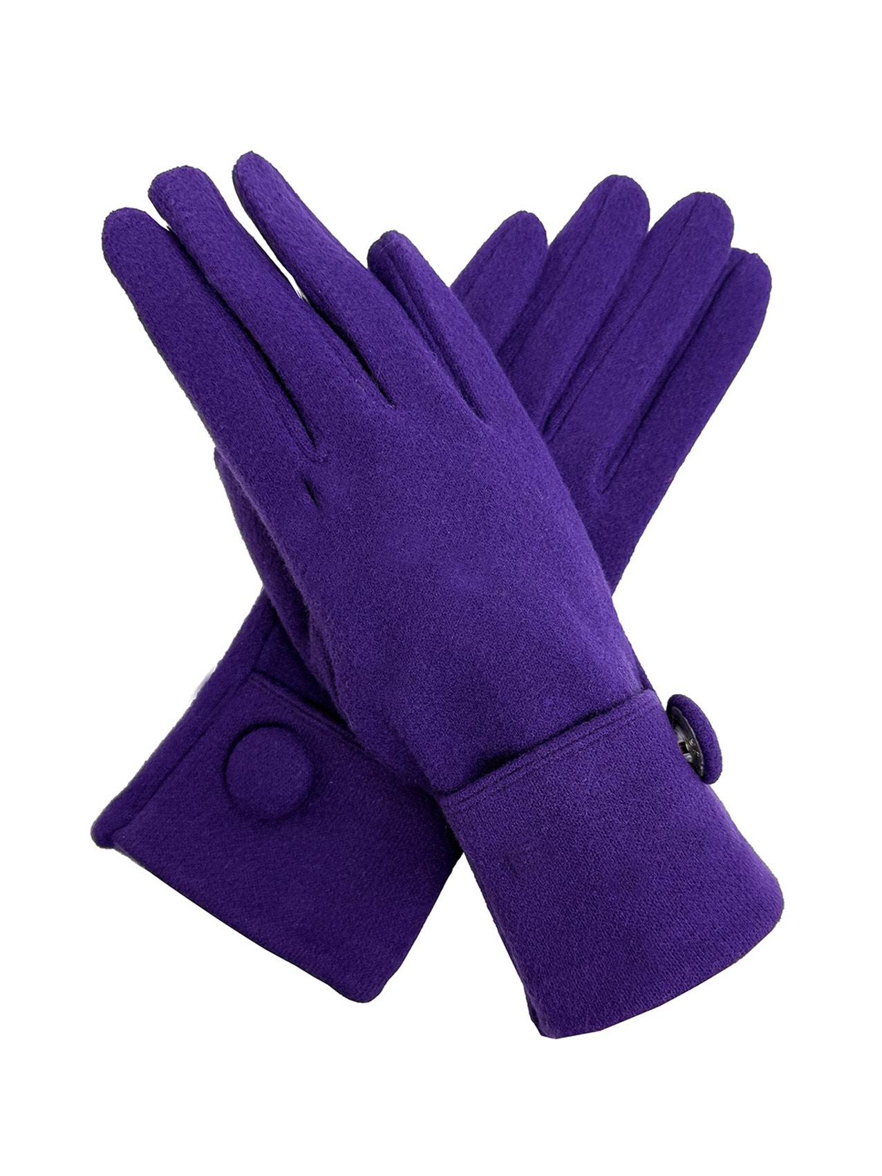 GV25093-312 Plain Solid Colour Touch Screen Gloves with Single Button Detailing
