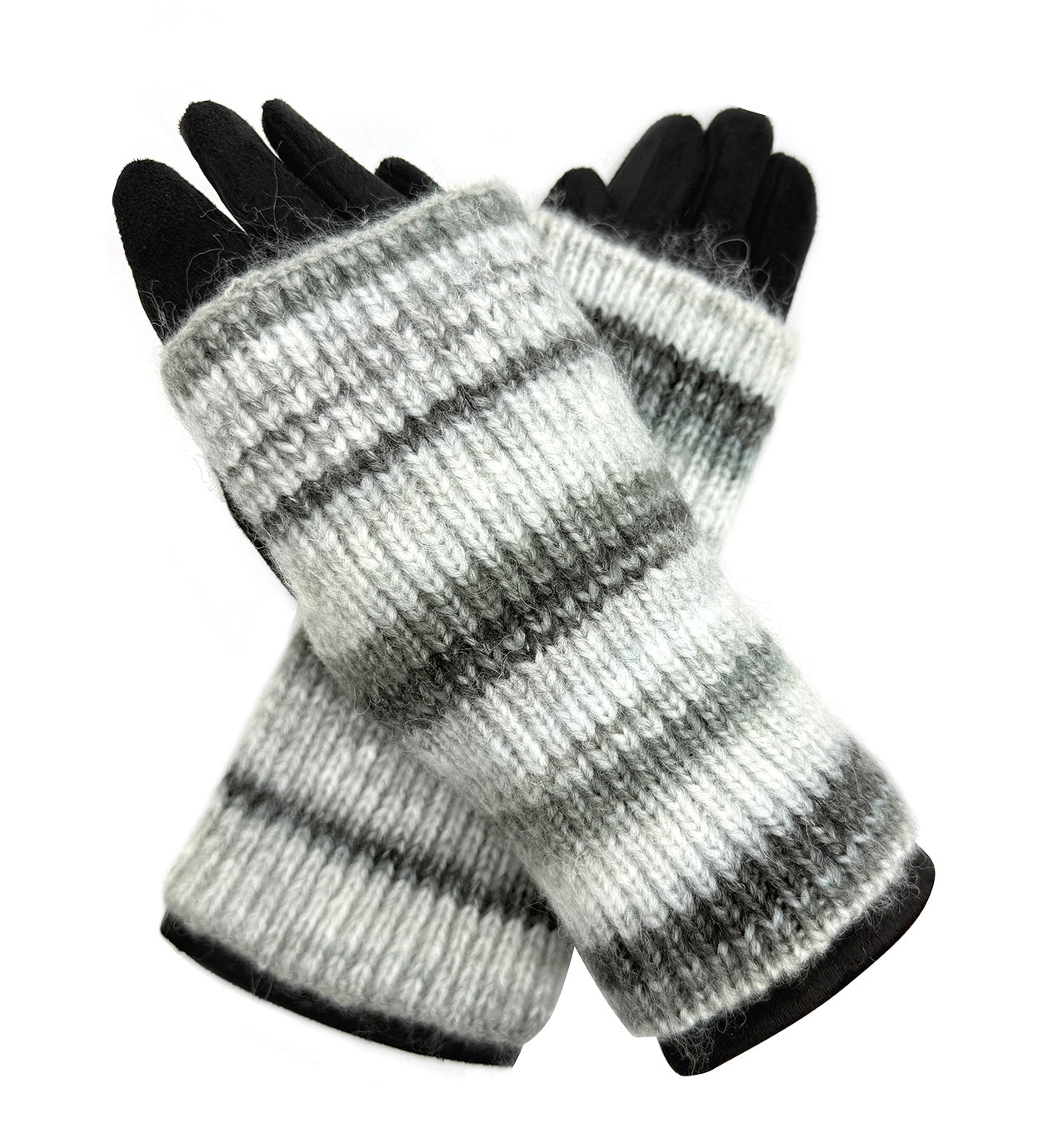 GV25130-303 2 in 1 Solid Colour Gloves with a Removable Knitted Fingerless Layer
