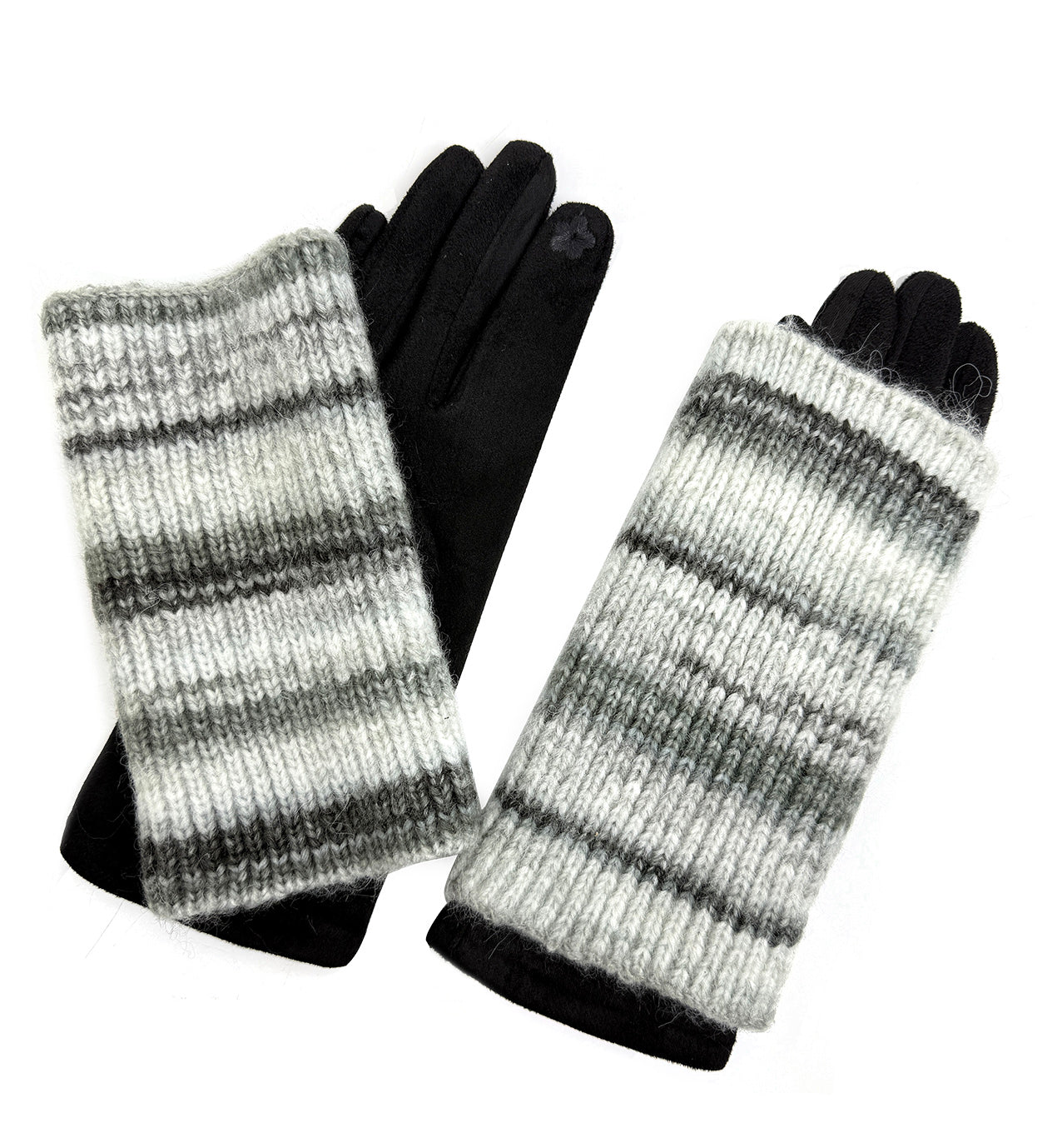 GV25130-303 2 in 1 Solid Colour Gloves with a Removable Knitted Fingerless Layer